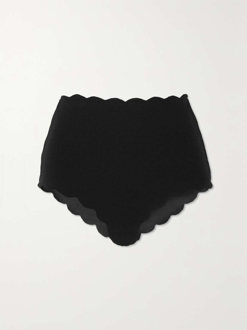 Marysia Santa Monica Scalloped Recycled-seersucker Bikini Briefs - xx large