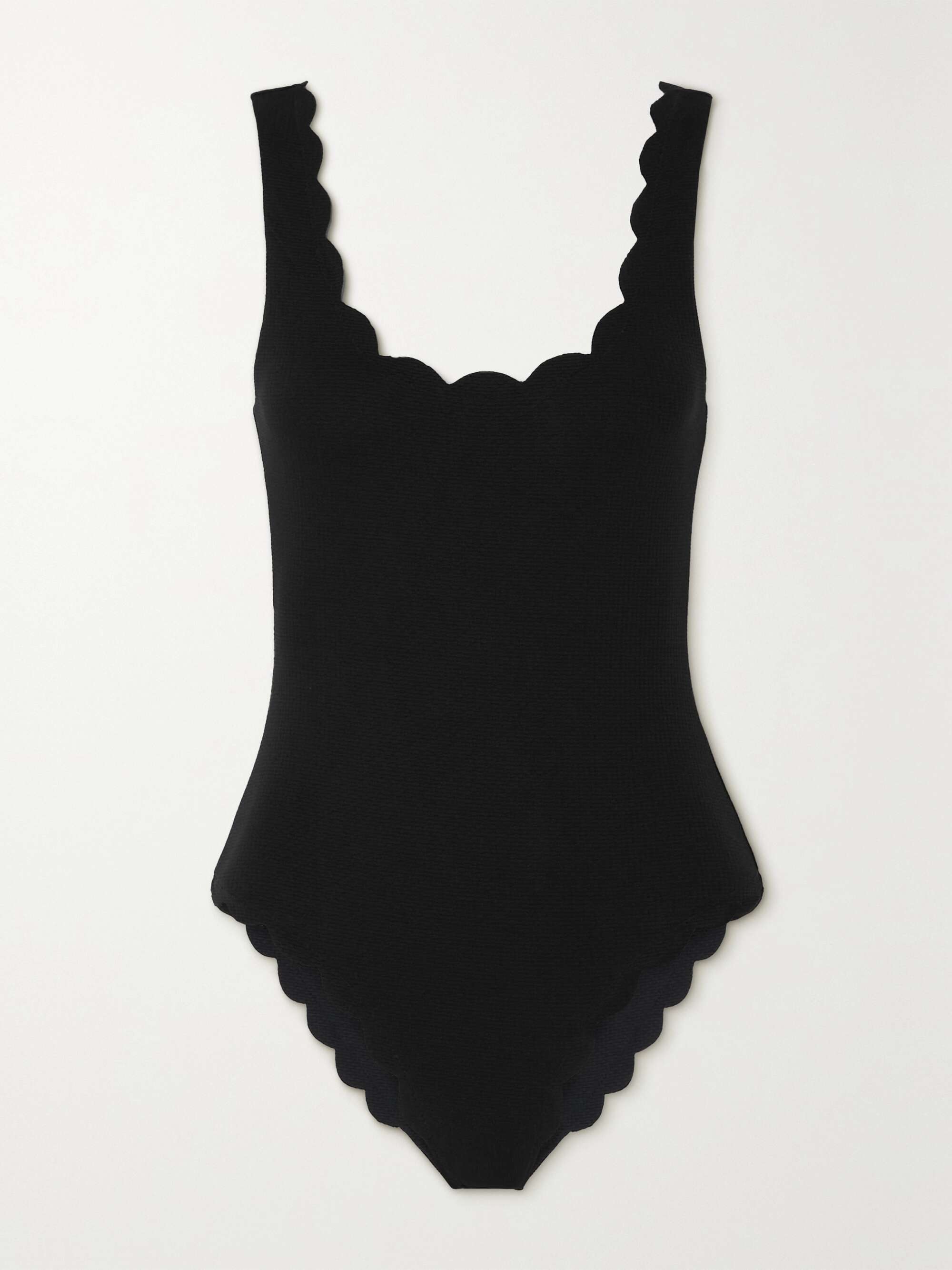 Marysia Palm Springs Scalloped Recycled Seersucker Swimsuit at Net-a-Porter