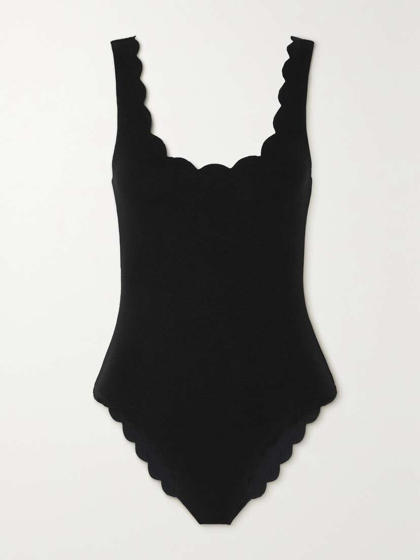 Marysia Palm Springs Scalloped Recycled-seersucker Swimsuit