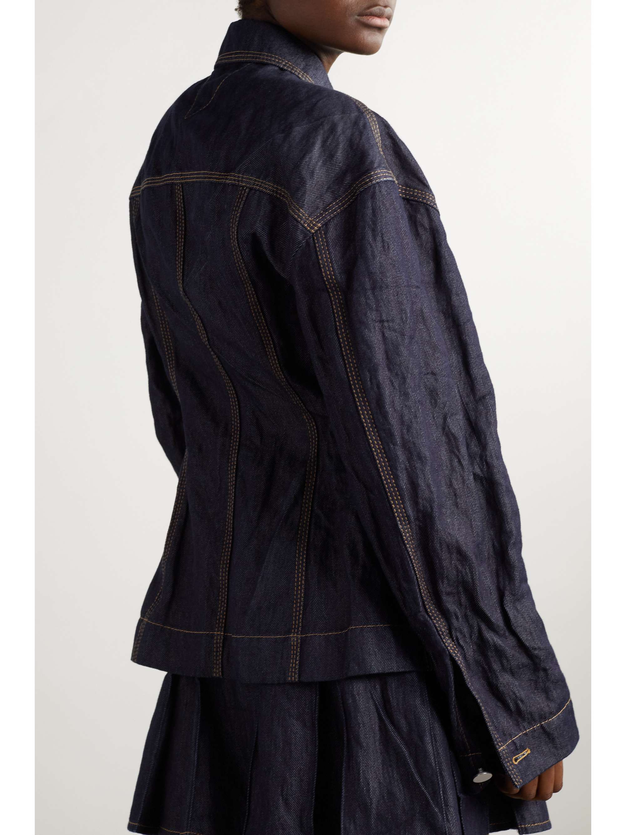 Crinkled-denim jacket
