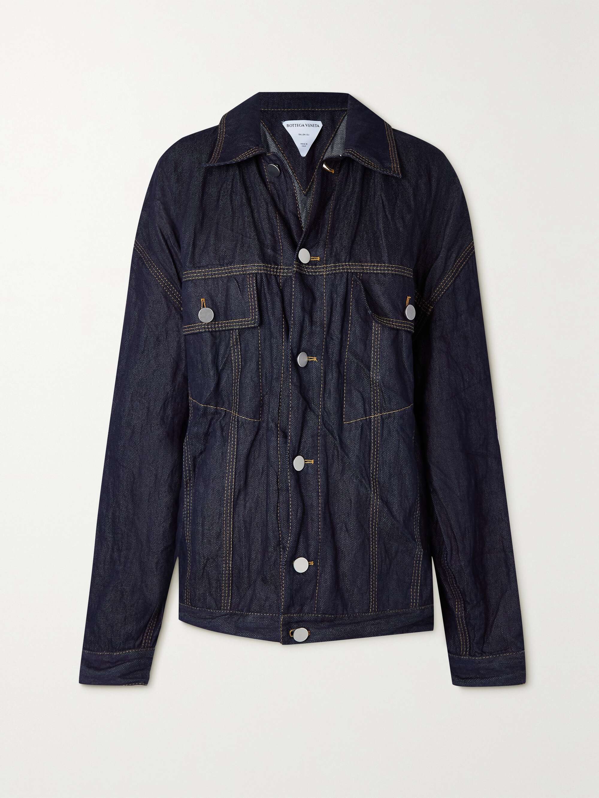 Crinkled-denim jacket