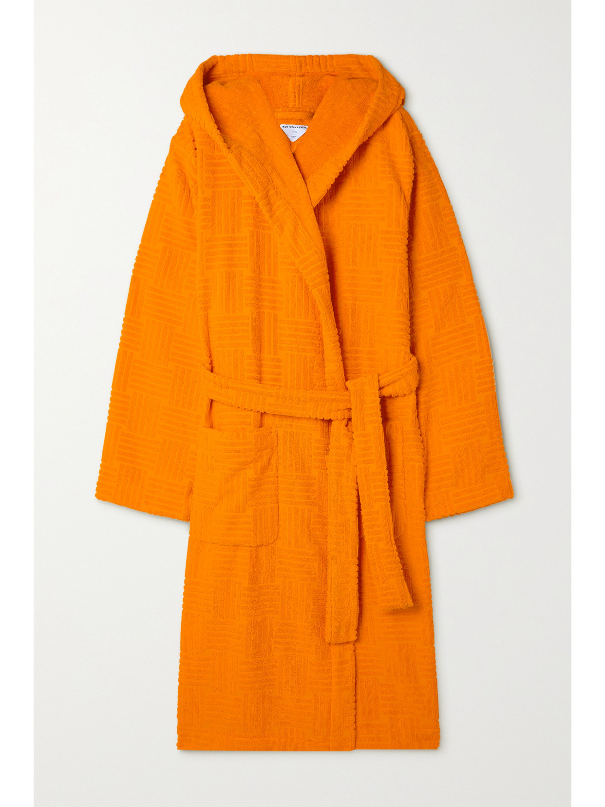 Bottega Veneta Intrecciato Jacquard Cotton Terry Bathrobe In Orange