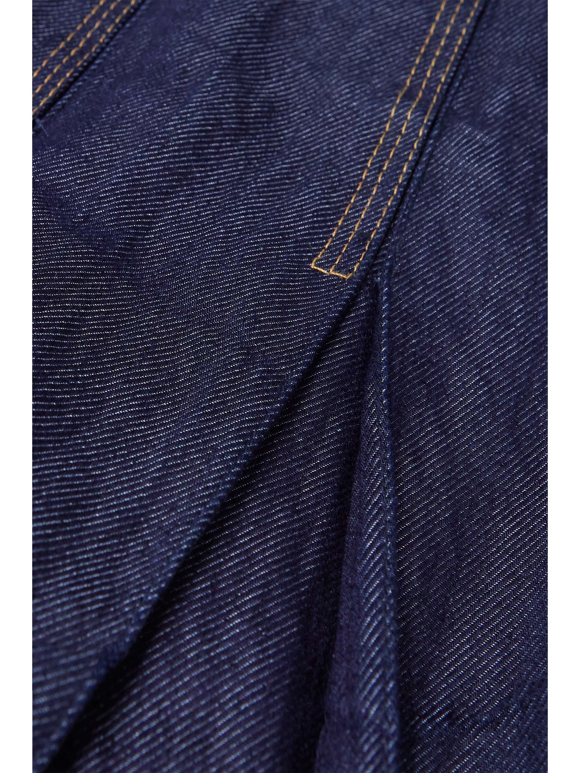Blue Pleated crinkled-denim mini skirt 