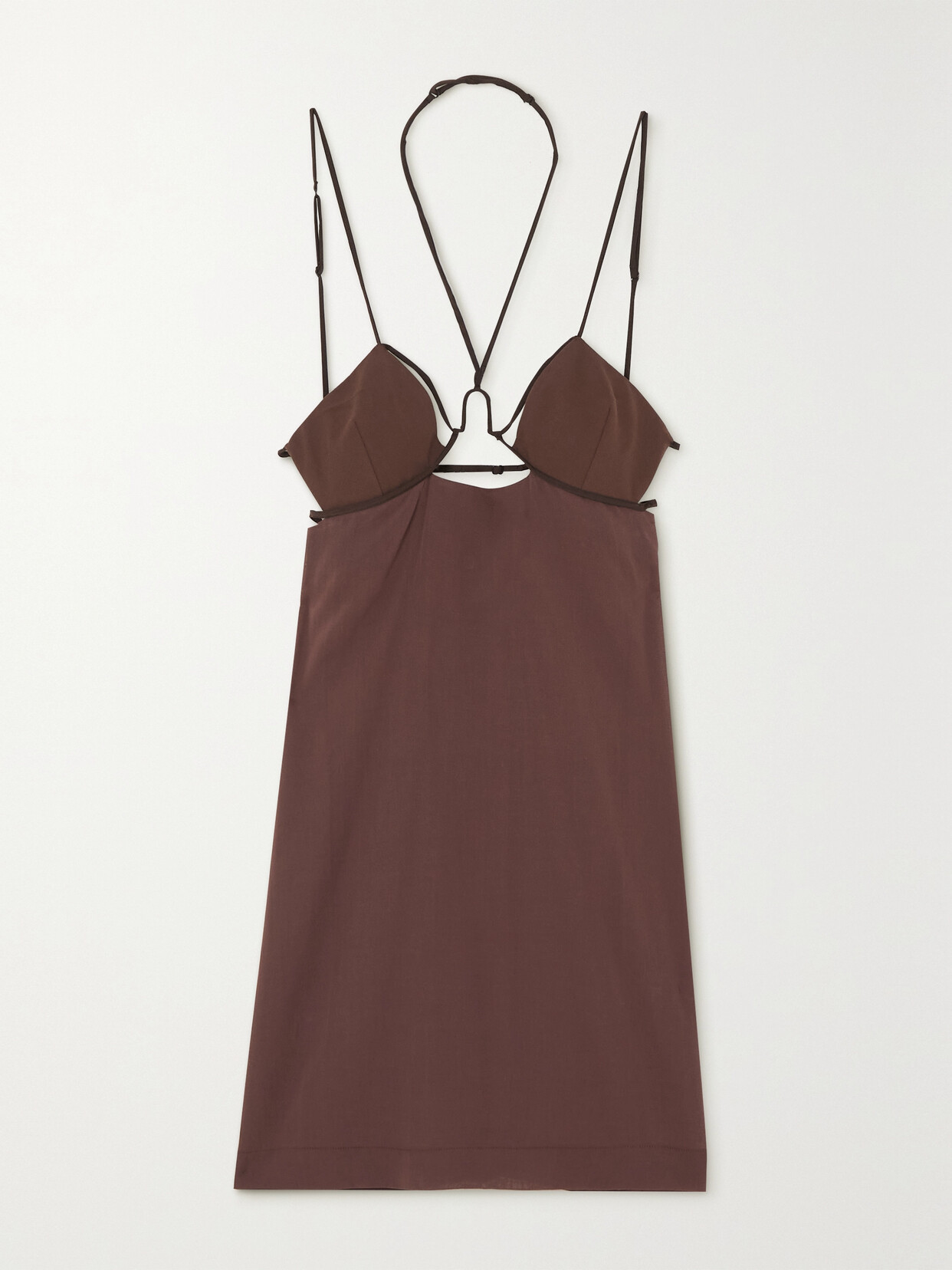 Nensi Dojaka - Cutout Cotton Mini Dress - Brown