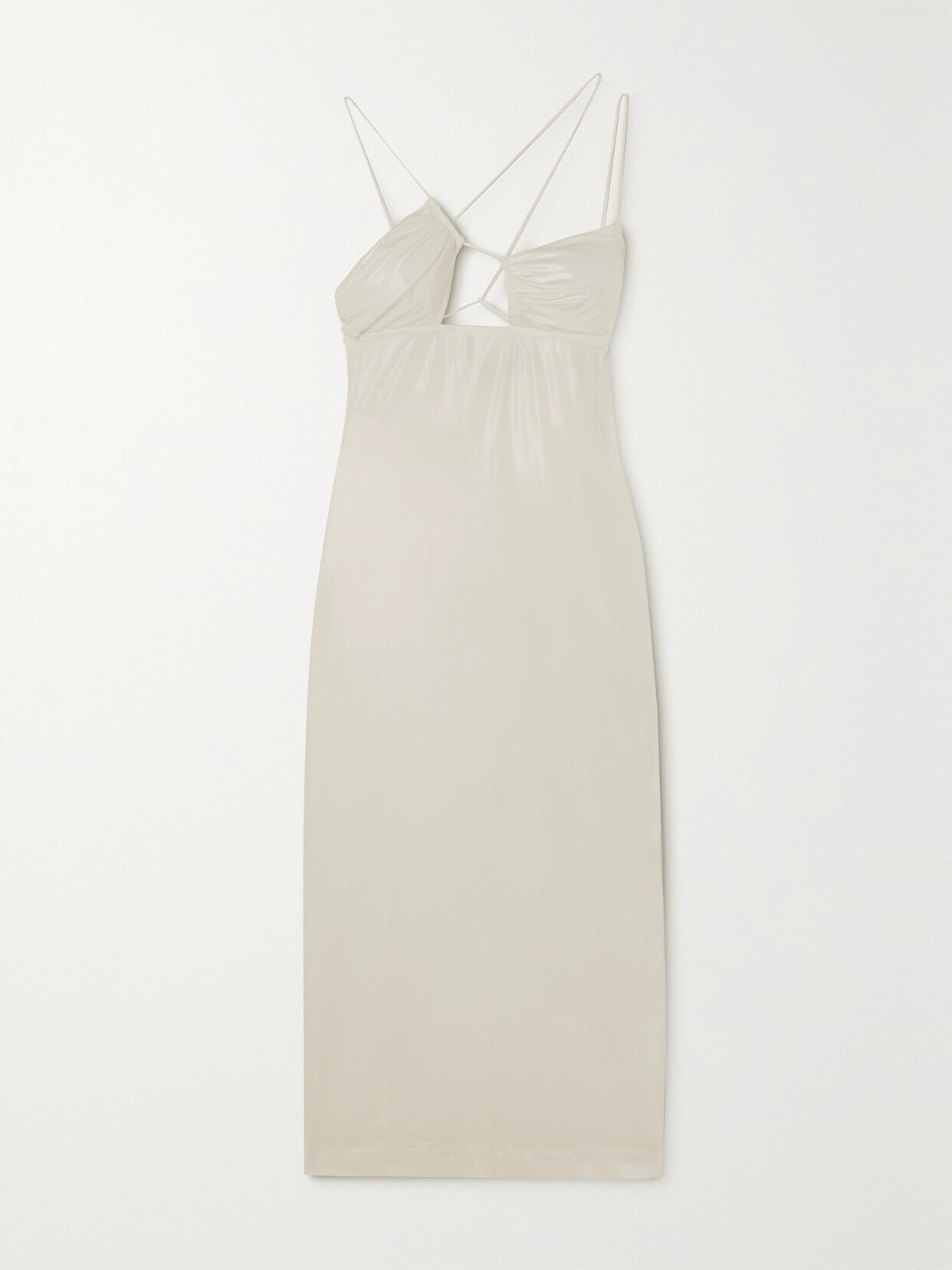 Nensi Dojaka - Cutout Metallic Stretch-jersey Midi Dress - Cream