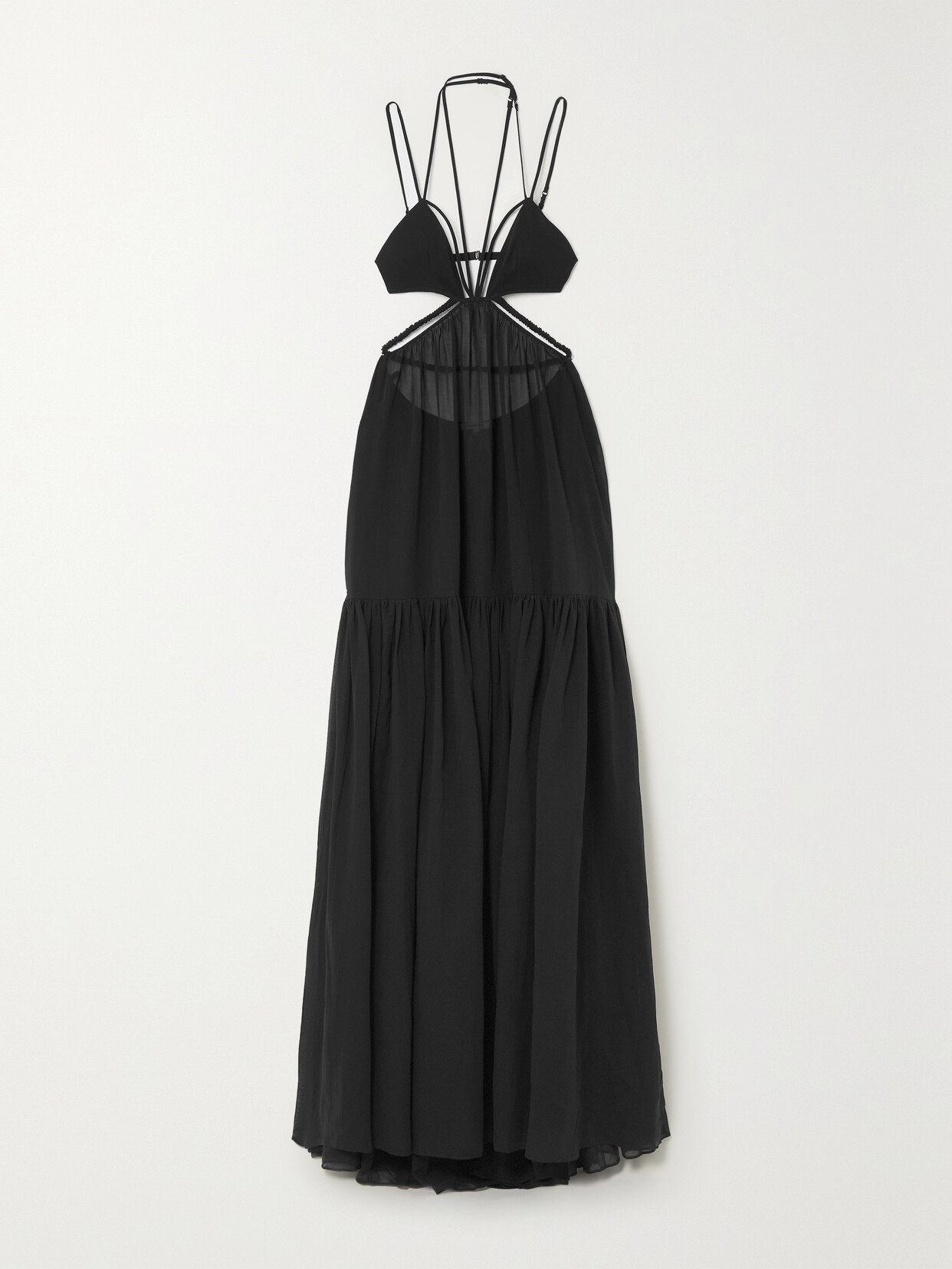 Nensi Dojaka - Open-back Cutout Cotton-voile Maxi Dress - Black