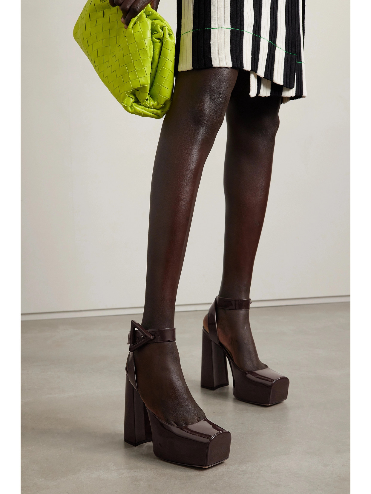 Bottega Brown Tower 140 Patent Leather Platform Pumps ModeSens