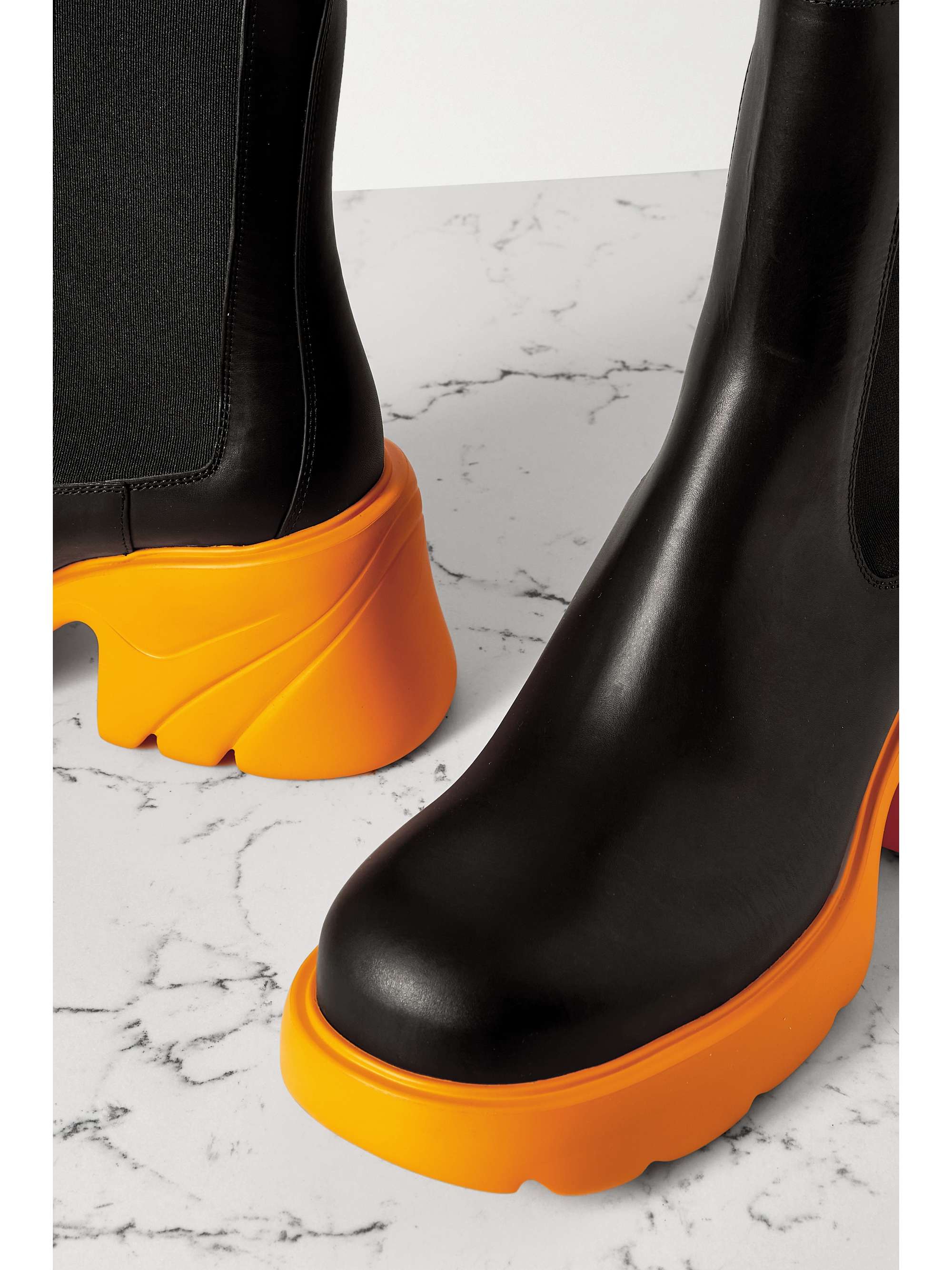 Black Leather platform Chelsea boots 