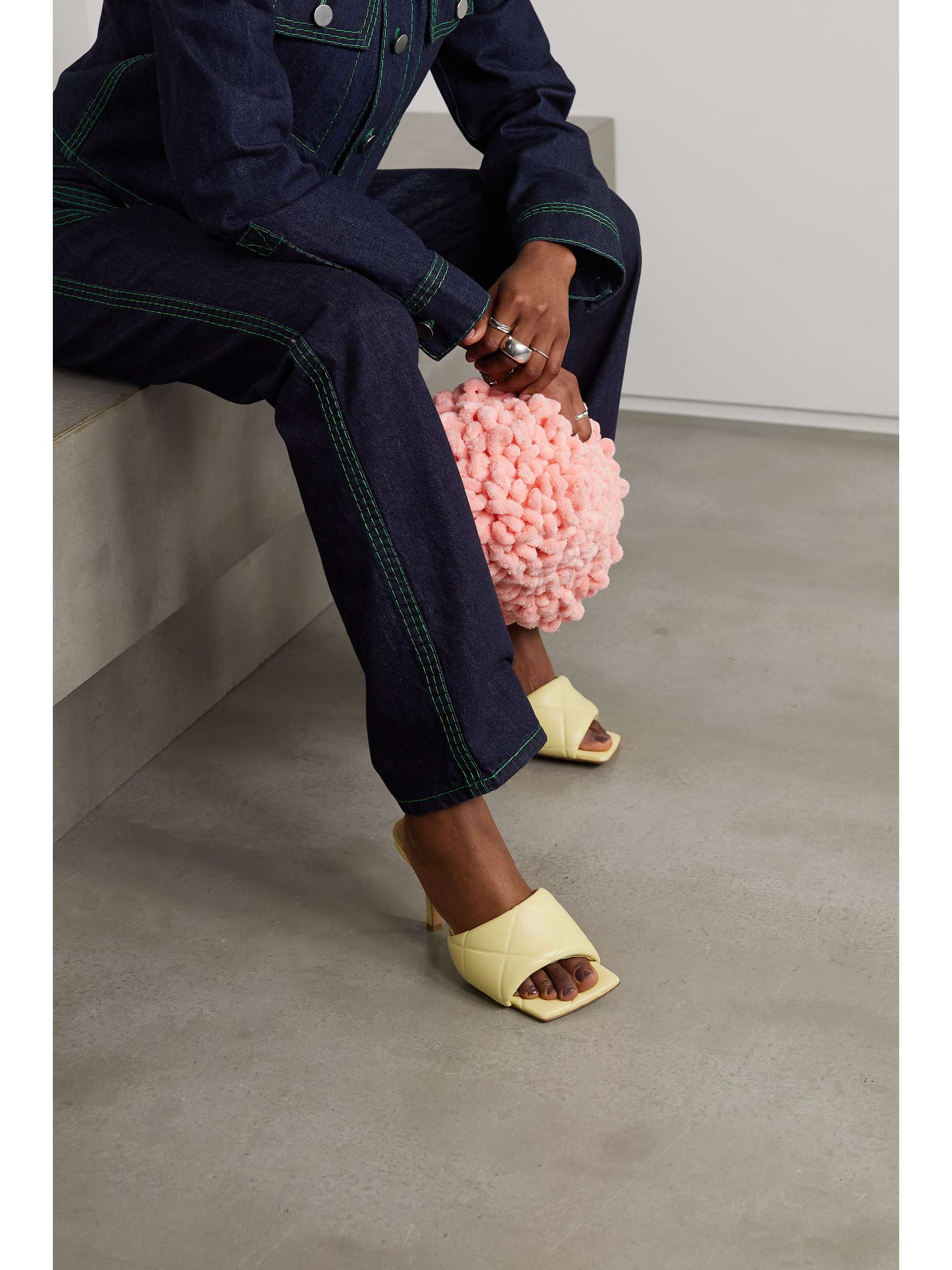 Yellow Rubber Lido debossed leather mules | BOTTEGA VENETA | NET-A-PORTER