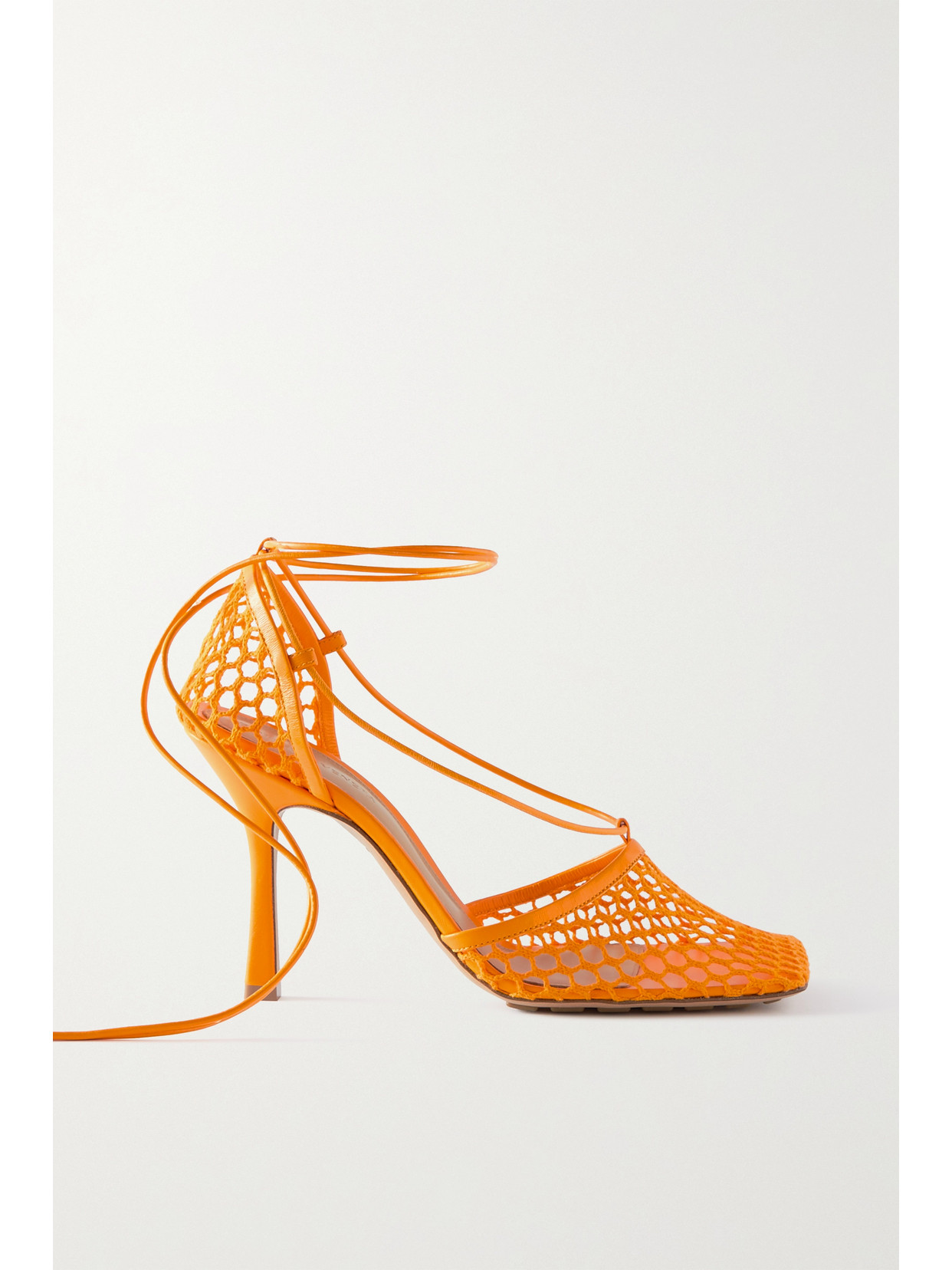 Bottega Laceup Leathertrimmed Mesh Pumps In Orange ModeSens