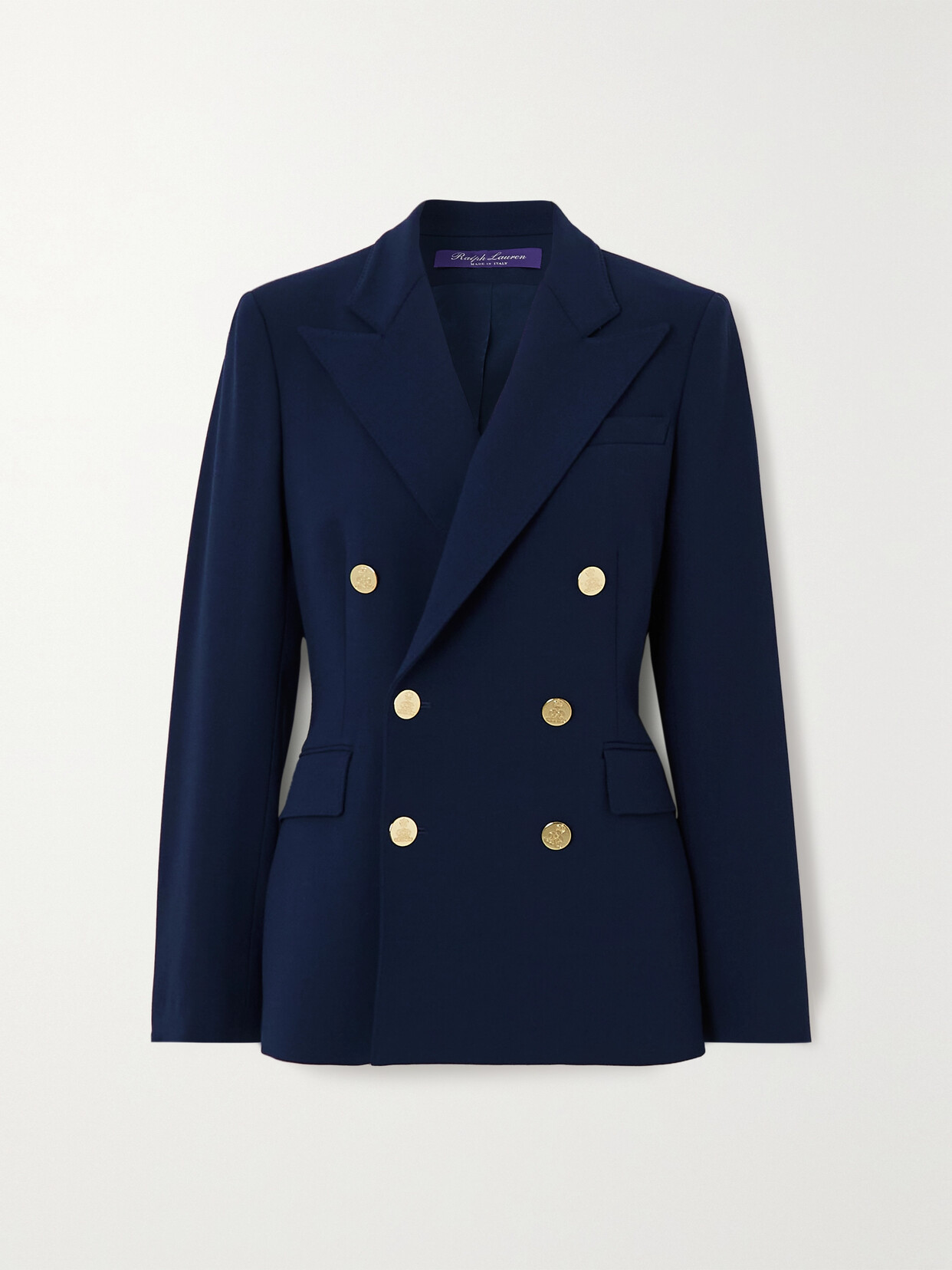 RALPH LAUREN CAMDEN DOUBLE-BREASTED WOOL-CREPE BLAZER