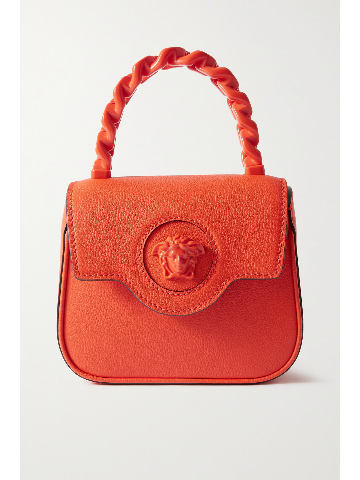 Versace - La Medusa Mini Textured-leather Tote - Orange