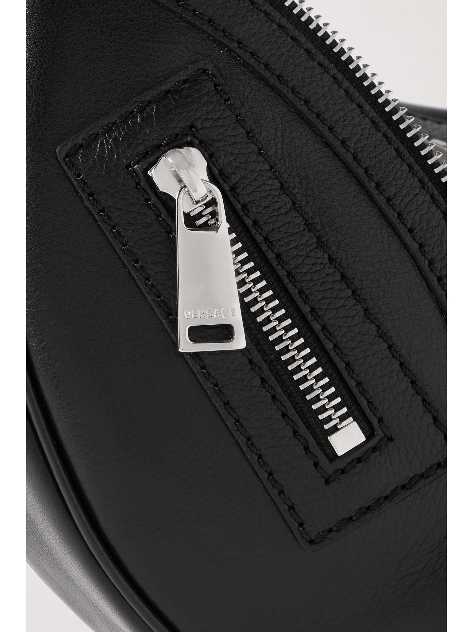 VERSACE Repeat zipdetailed leather shoulder bag NETAPORTER