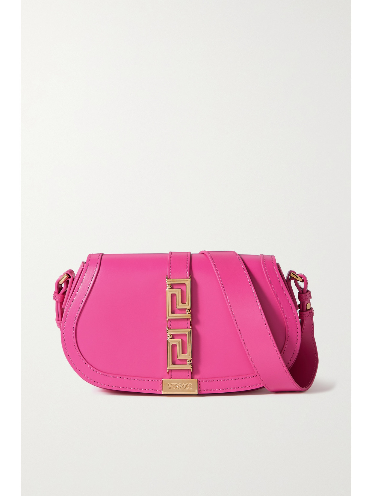 Versace - Greca Goddess Embellished Leather Shoulder Bag - Pink