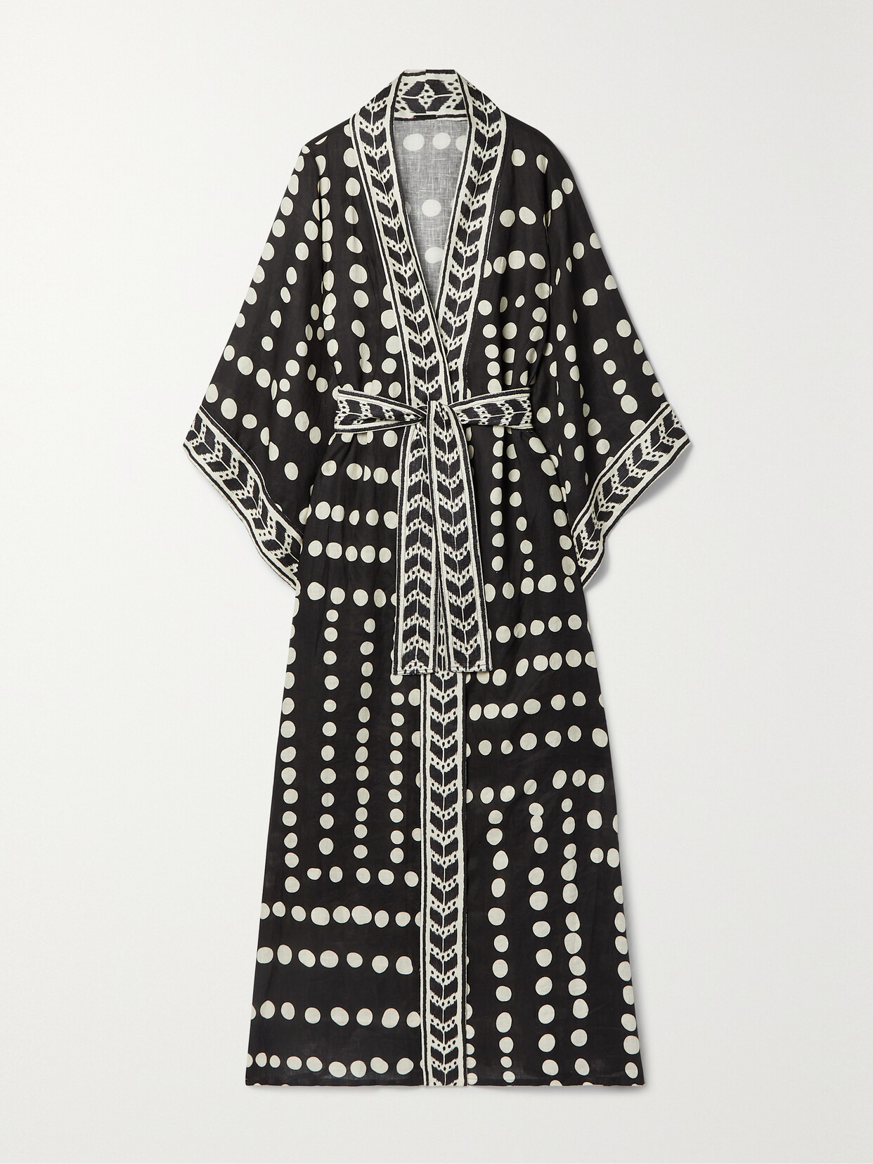 Johanna Ortiz Kuba Bambala Printed Linen Robe - Black