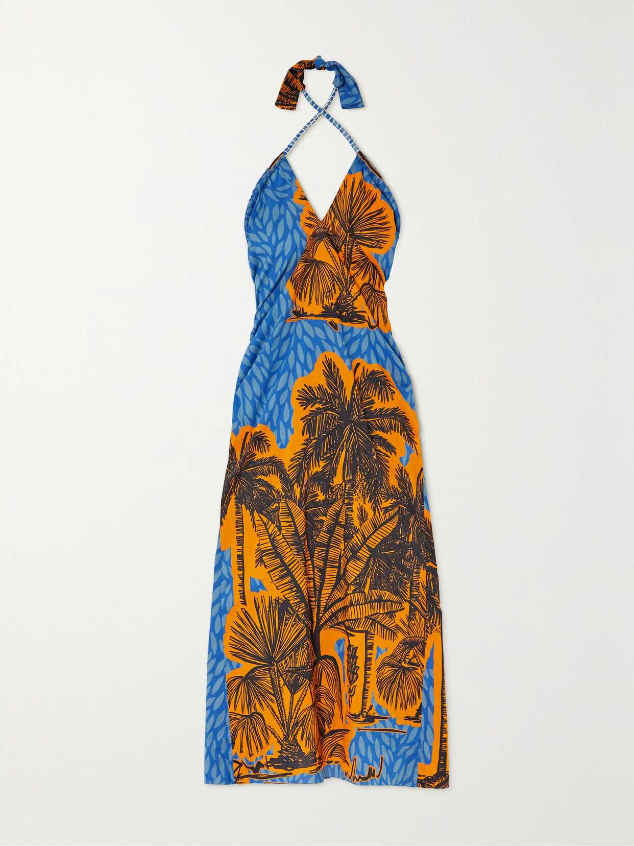 Johanna Ortiz Vida Salvaje Printed Cotton Midi Dress - Orange