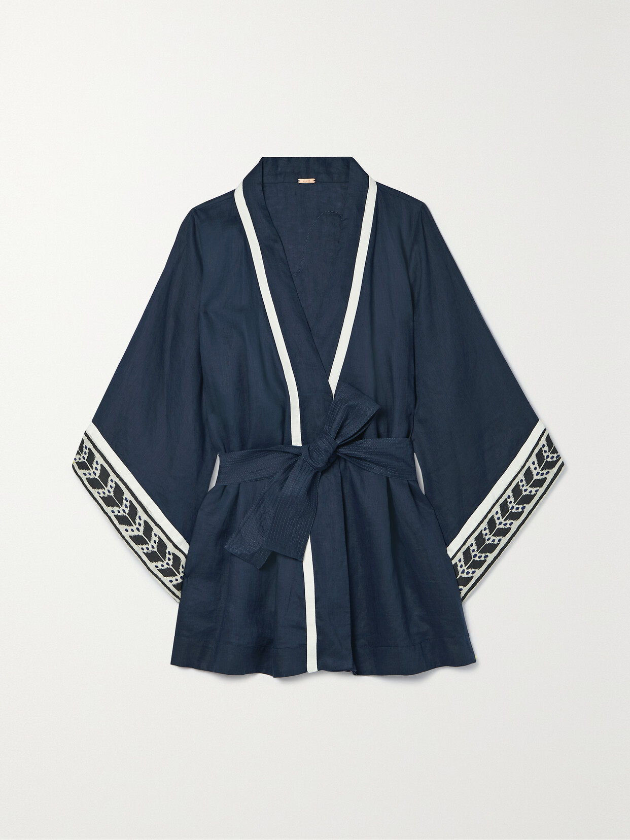 Johanna Ortiz Sandbar Embroidered Printed Linen-voile Kaftan - Blue