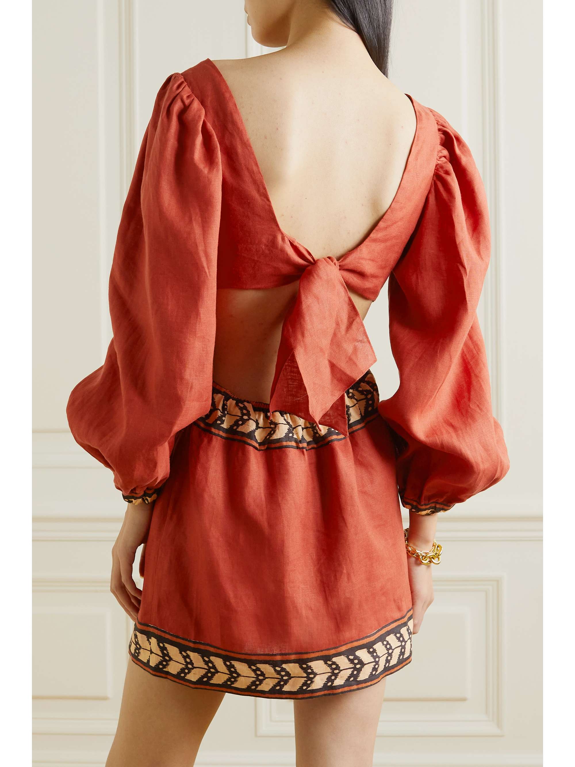 JOHANNA ORTIZ Time Gone By cutout linen mini dress