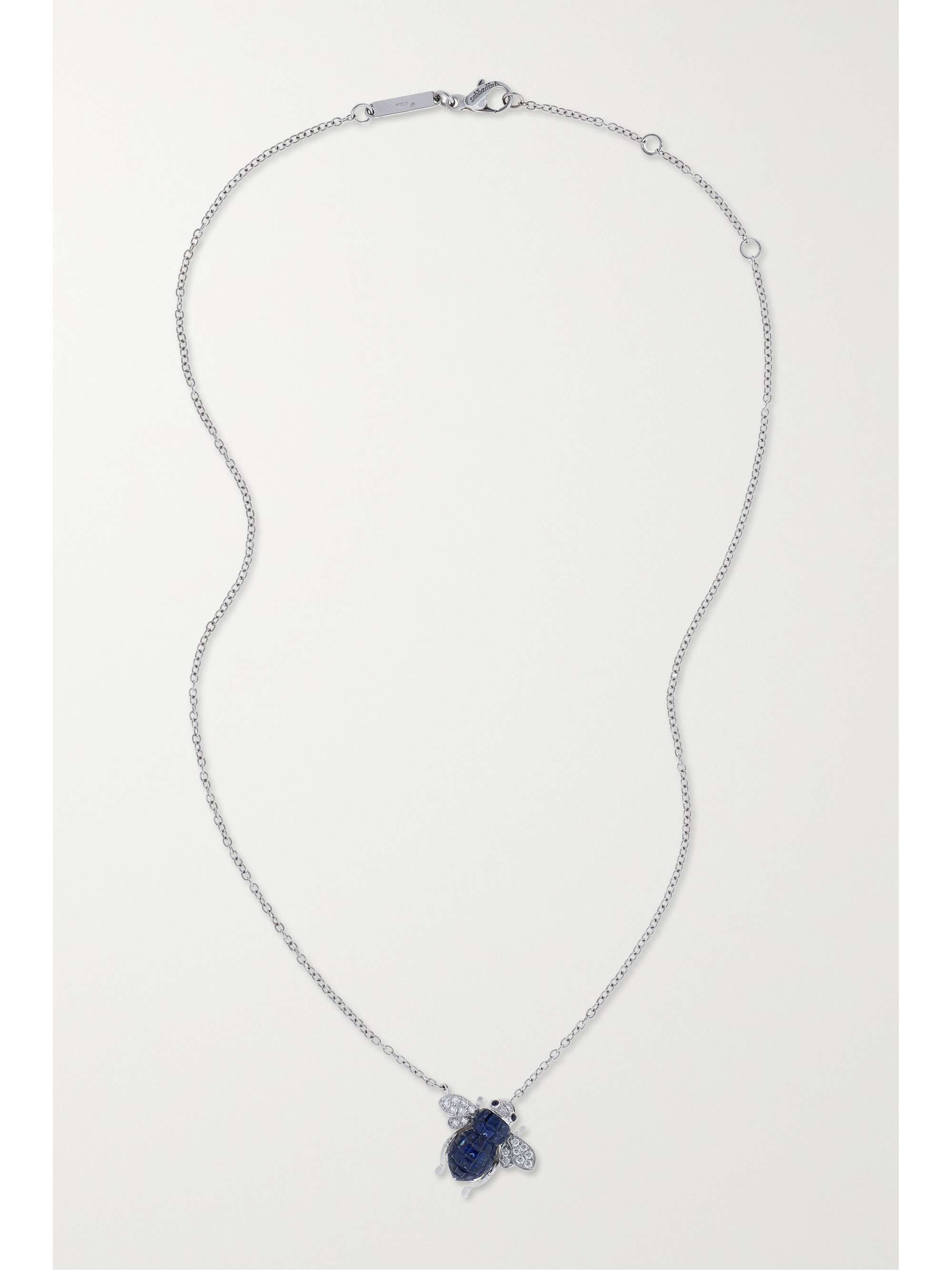 SABBADINI Baby Bee 18-karat white gold, sapphire and diamond necklace