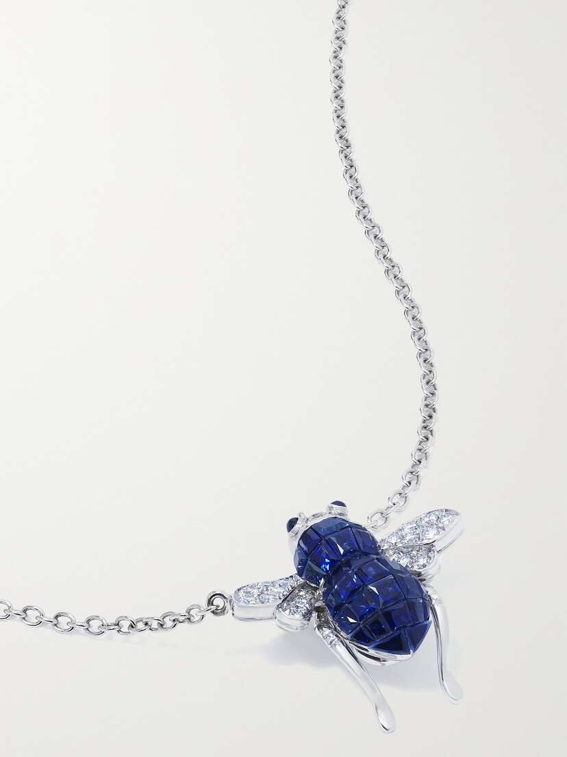 Sabbadini Baby Bee 18-karat White Gold, Sapphire And Diamond Necklace