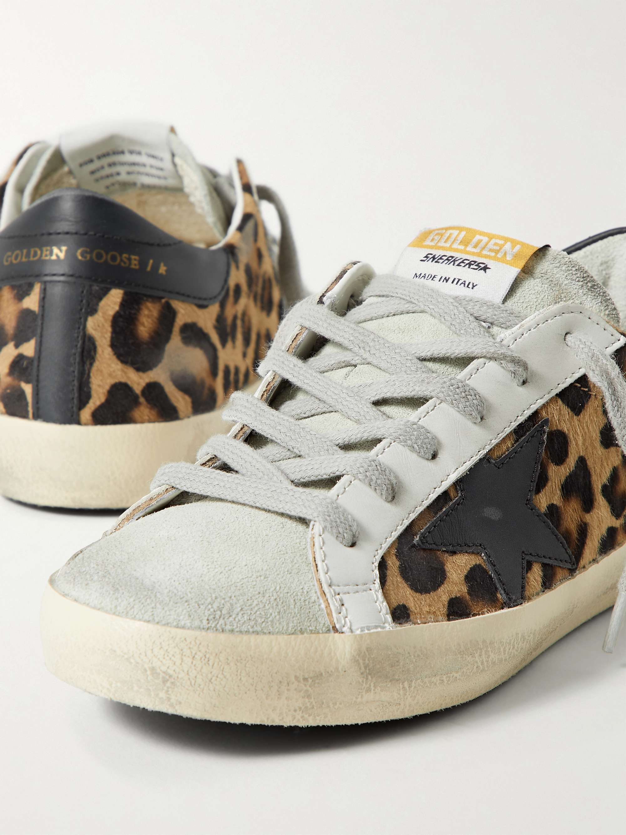 GOLDEN GOOSE Superstar distressed leather-trimmed suede sneakers