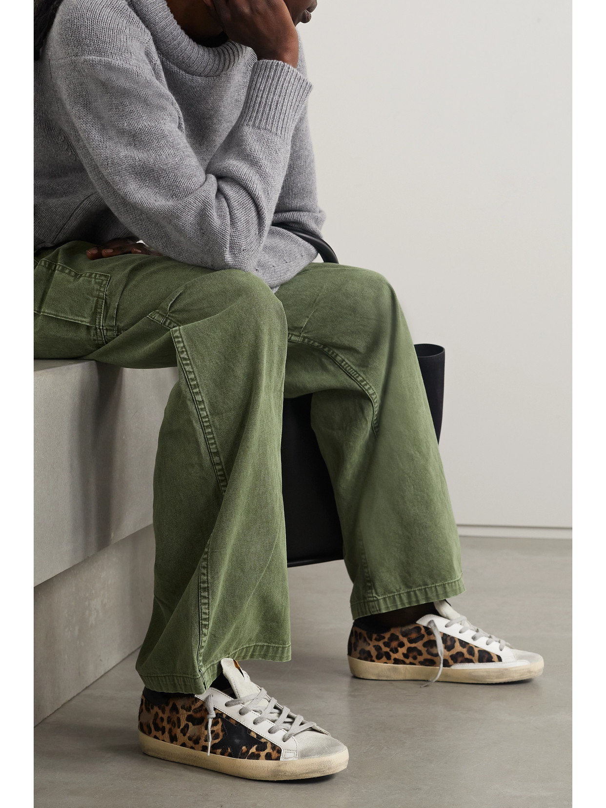 Golden Goose Superstar Distressed Leopard-print Calf Hair, Leather