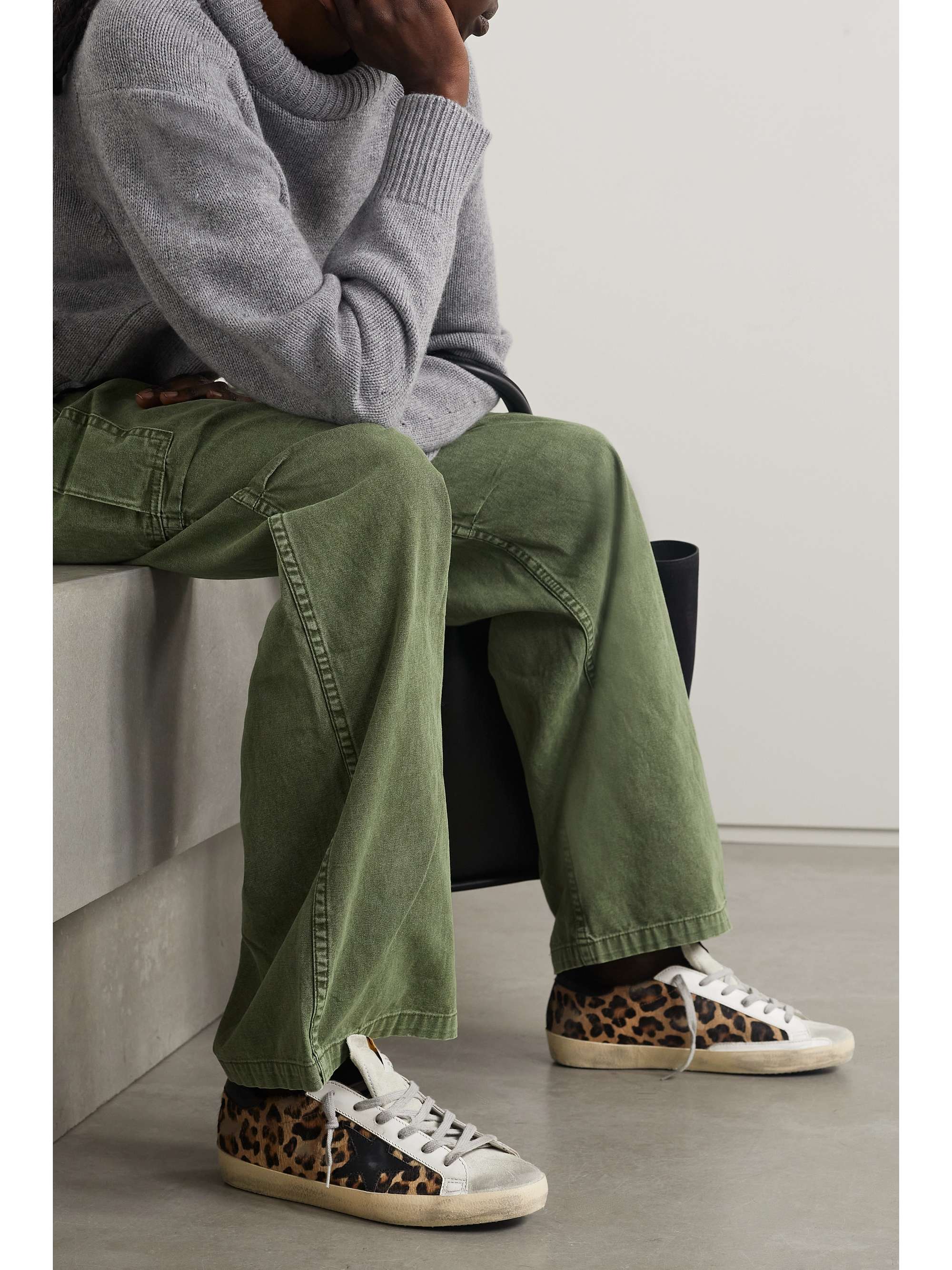 GOLDEN GOOSE Superstar distressed leather-trimmed suede sneakers