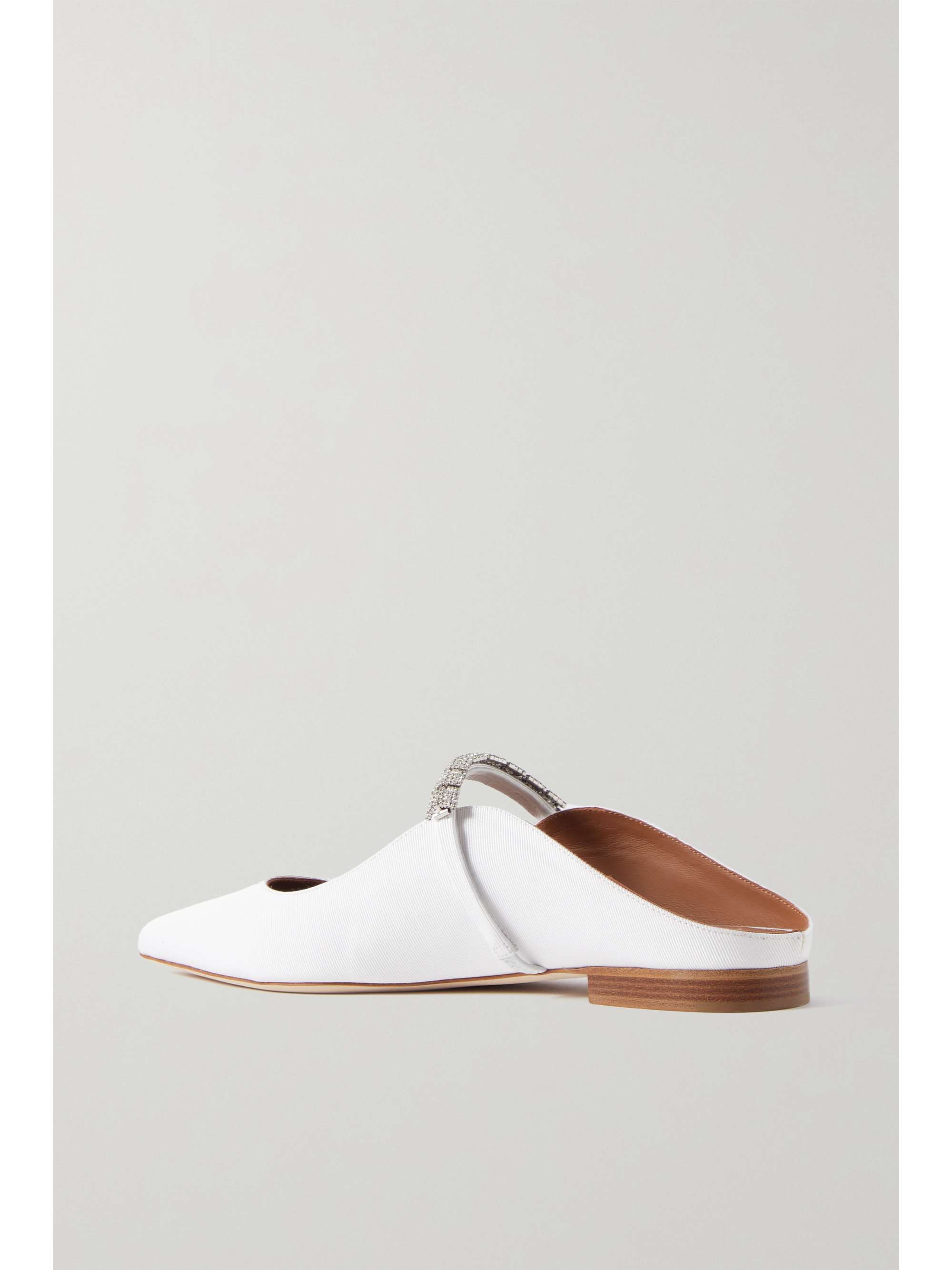 MALONE SOULIERS Bella グログラン ポイントトゥ フラット シューズクリスタル装飾付き
