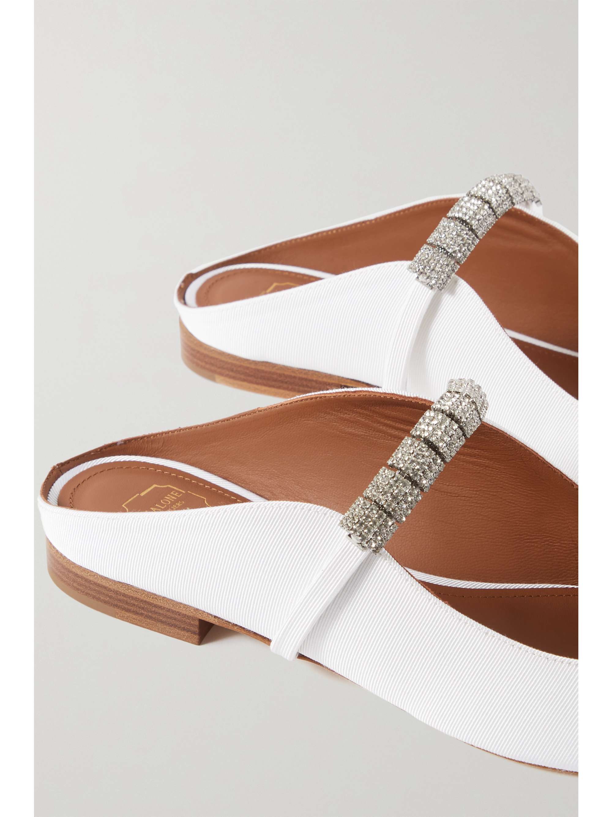 MALONE SOULIERS Bella グログラン ポイントトゥ フラット シューズクリスタル装飾付き