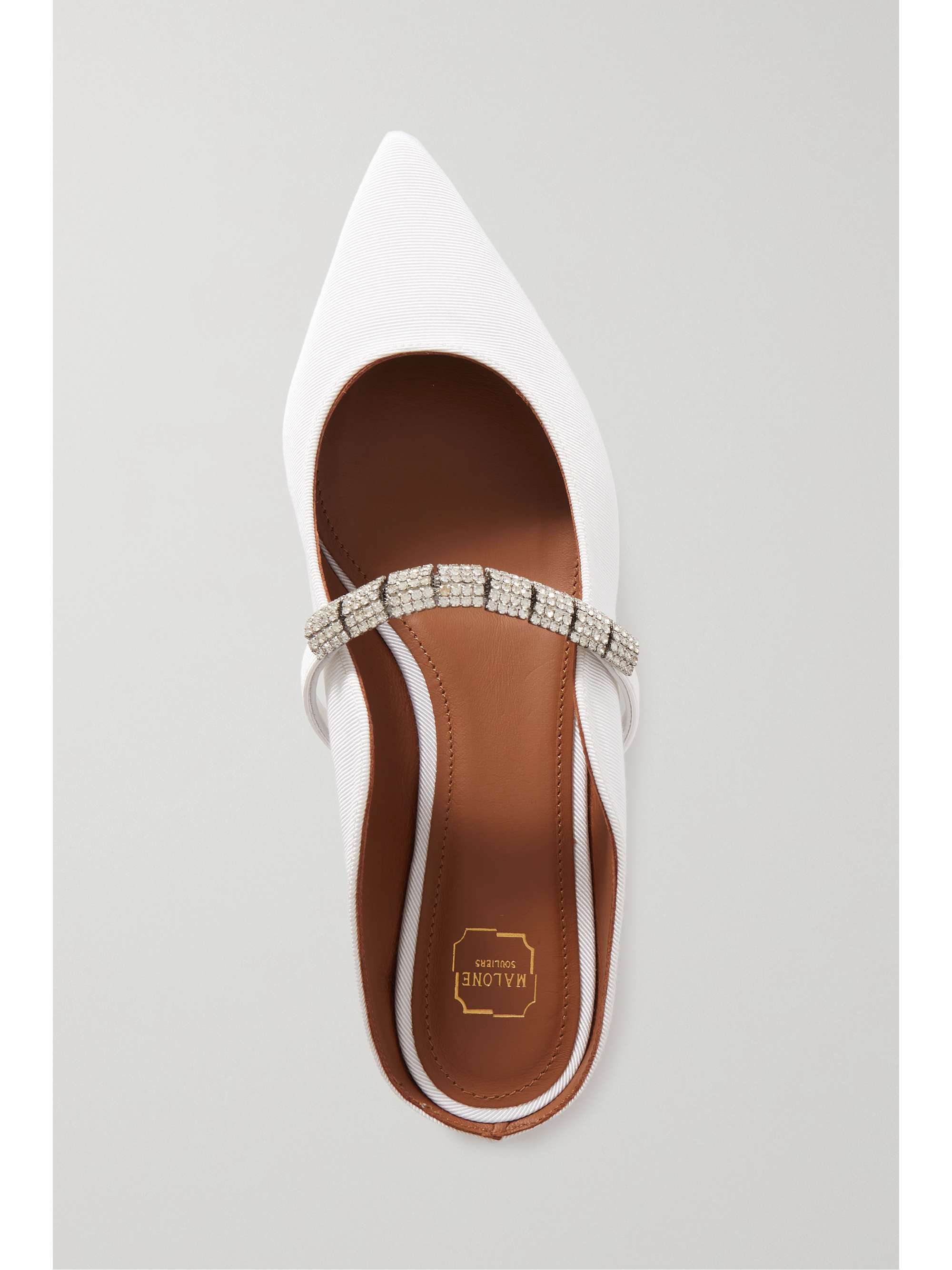 MALONE SOULIERS Bella グログラン ポイントトゥ フラット シューズクリスタル装飾付き