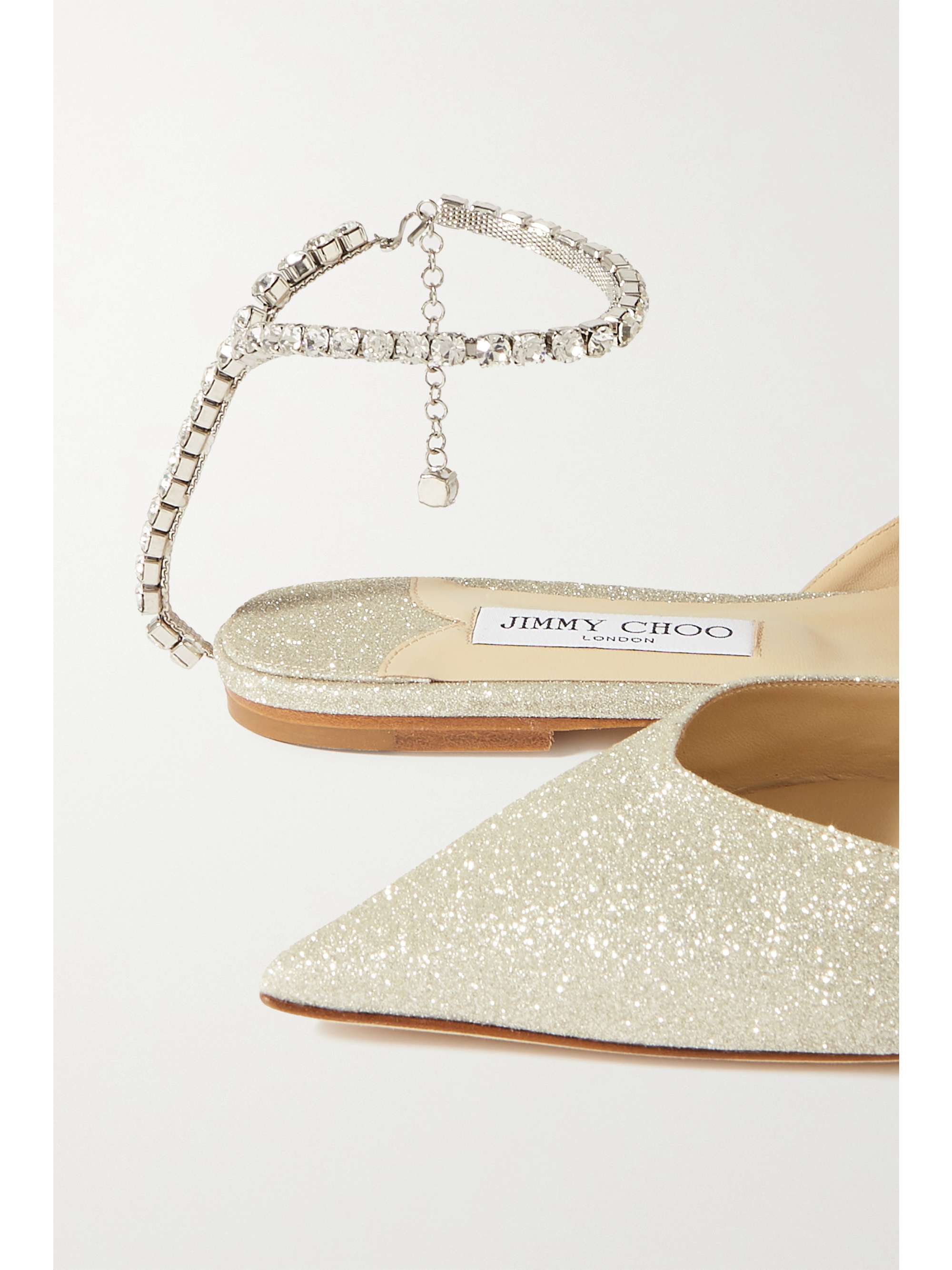 JIMMY CHOO Saeda crystal-embellished velvet point-toe flats
