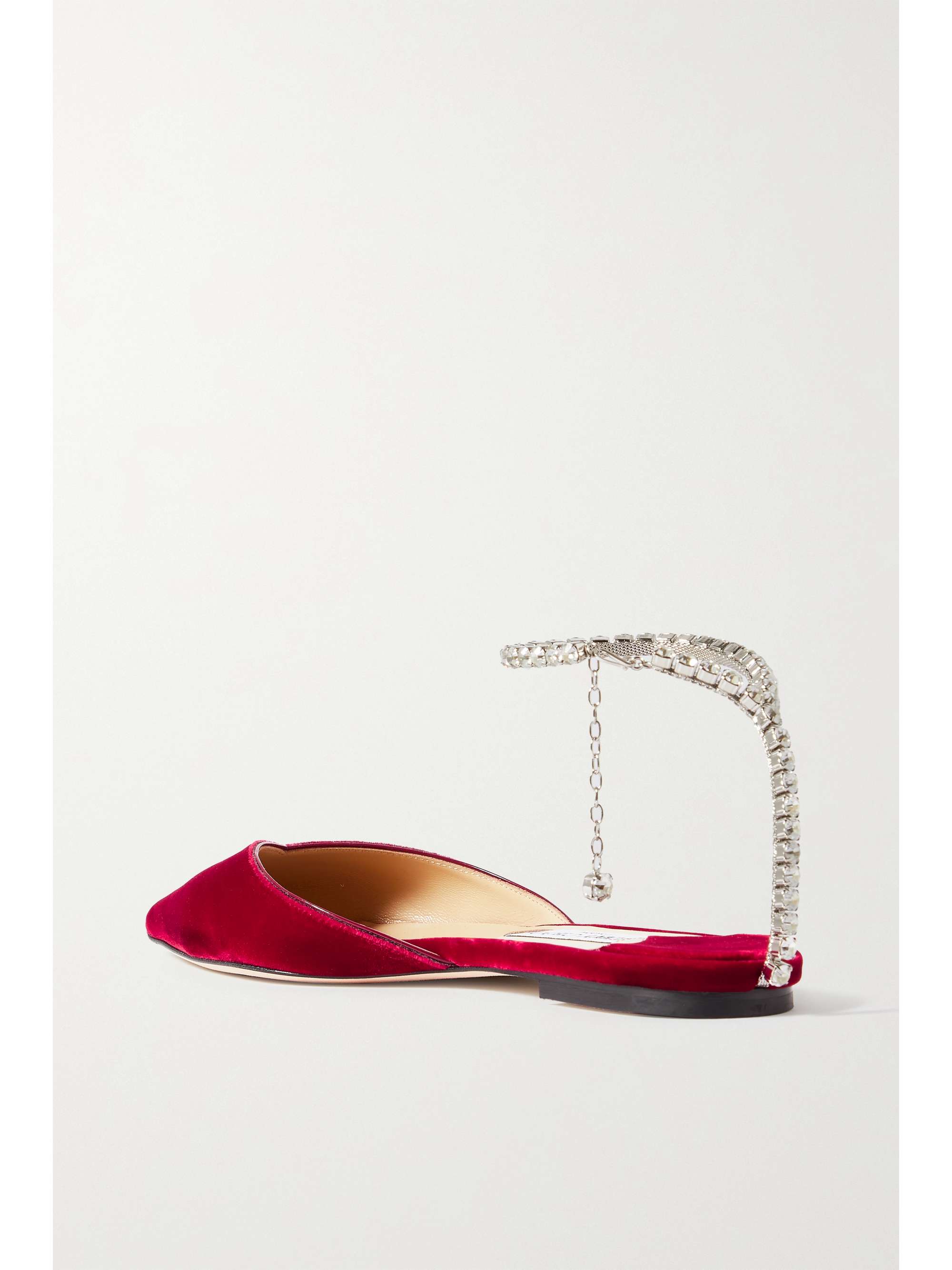 JIMMY CHOO Saeda crystal-embellished velvet point-toe flats