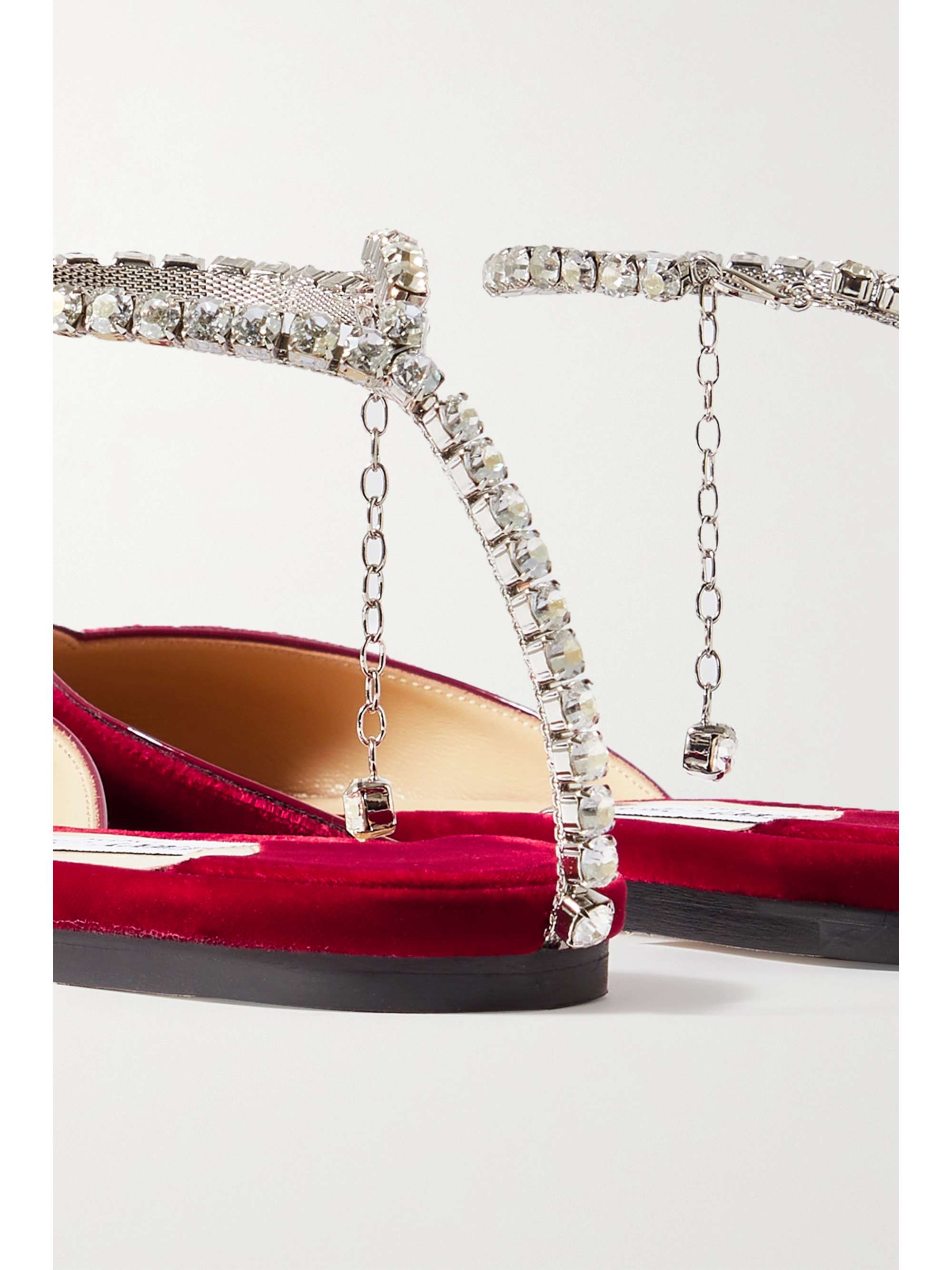JIMMY CHOO Saeda crystal-embellished velvet point-toe flats