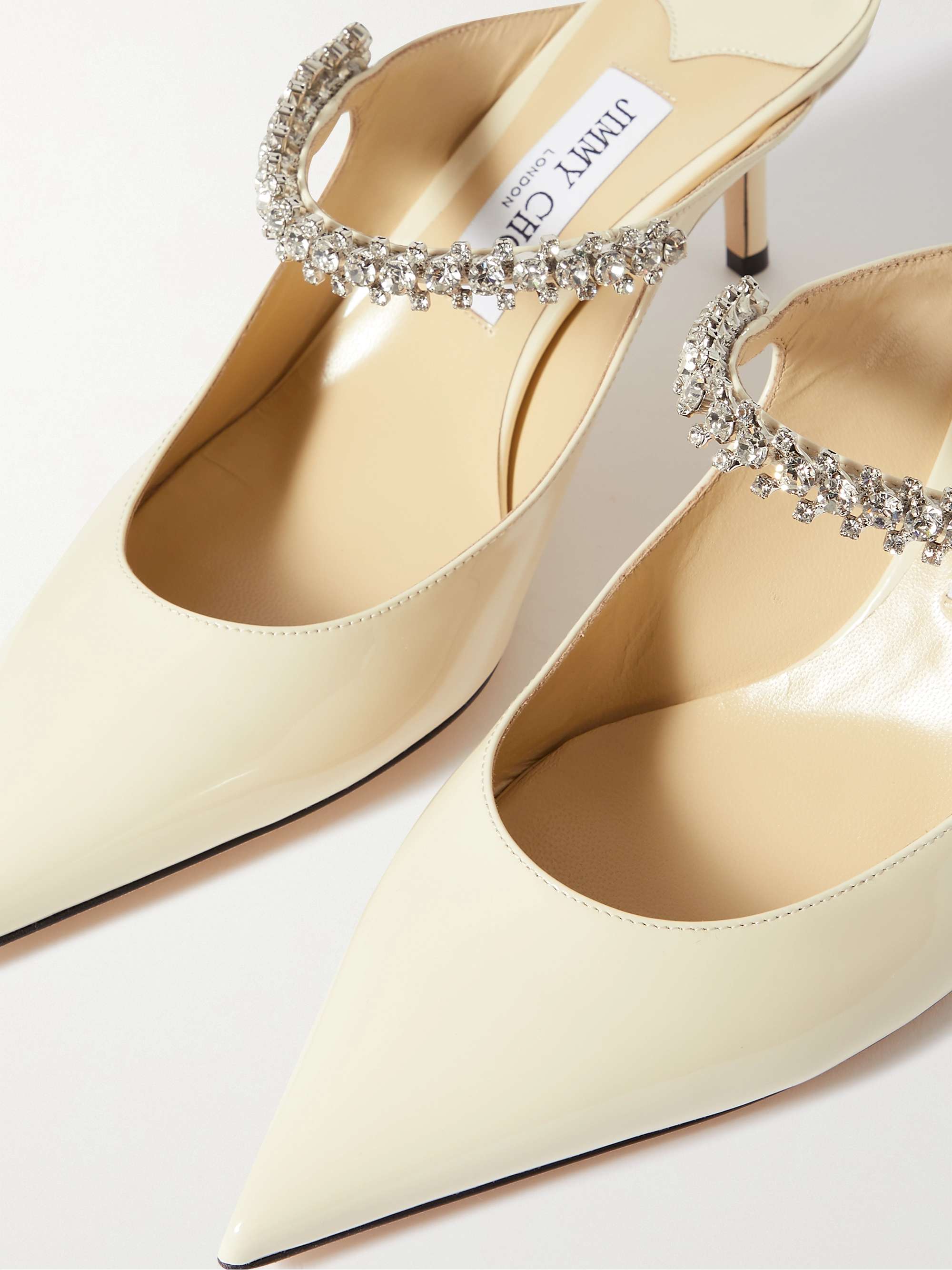 JIMMY CHOO Bing 65 crystal-embellished croc-effect leather mules