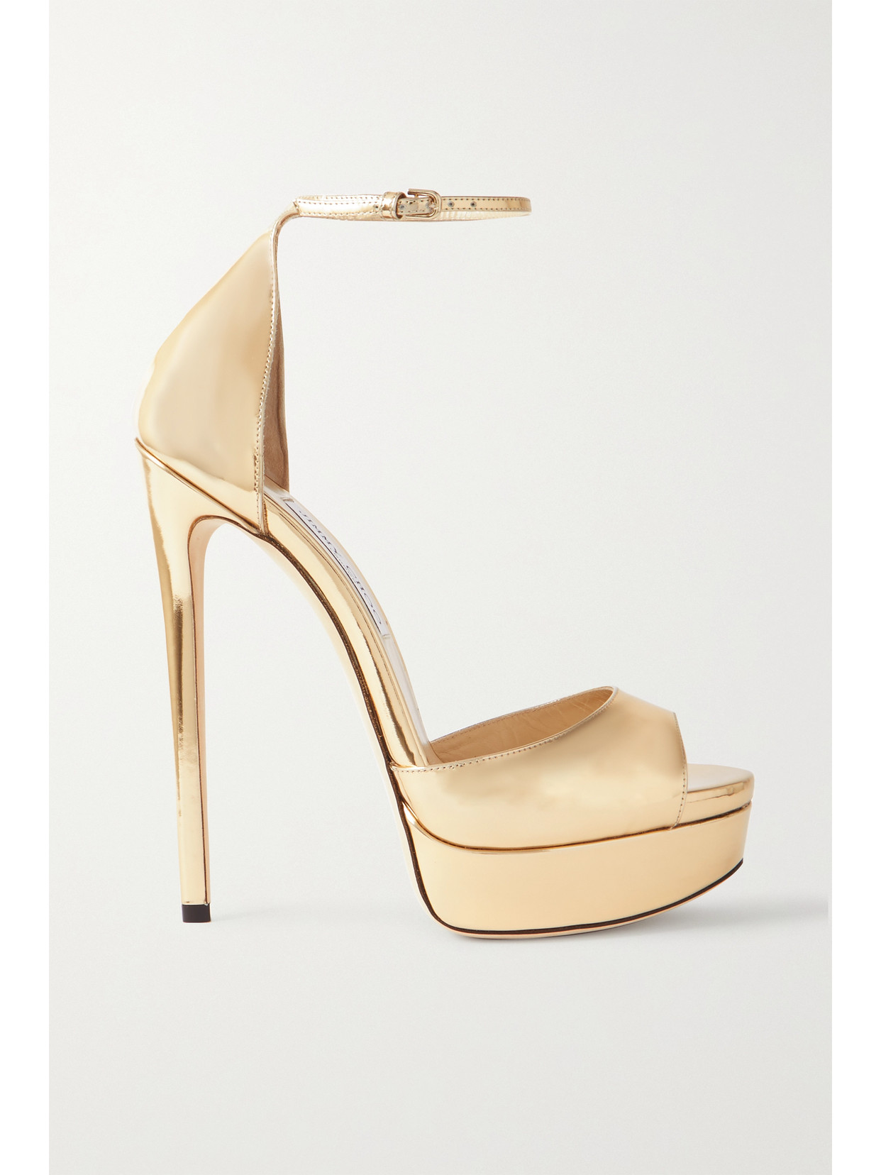 Jimmy Choo Max 150 Metallic Leather Platform Sandals - Gold