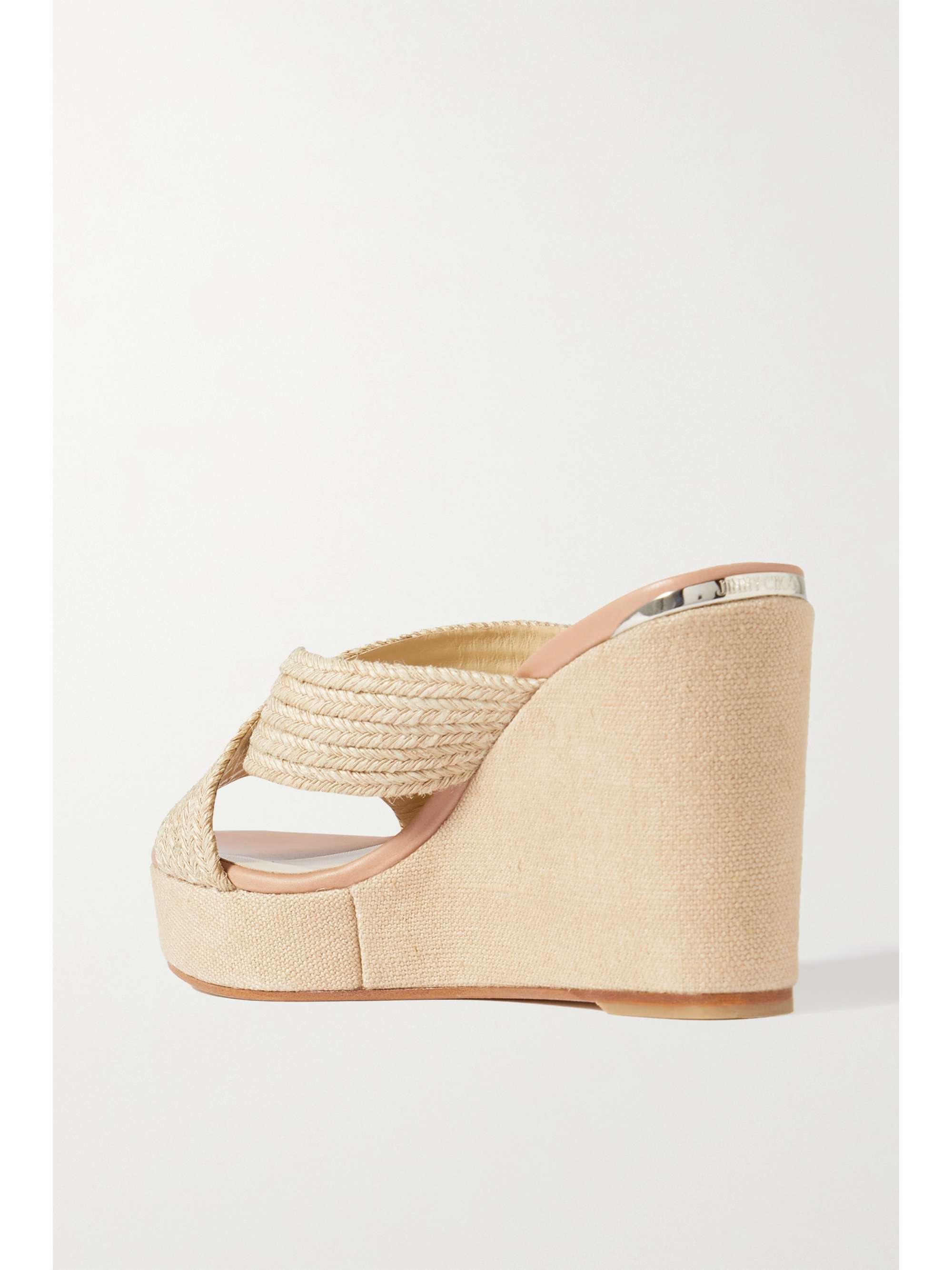 JIMMY CHOO Dovina 100 raffia espadrille wedge mules