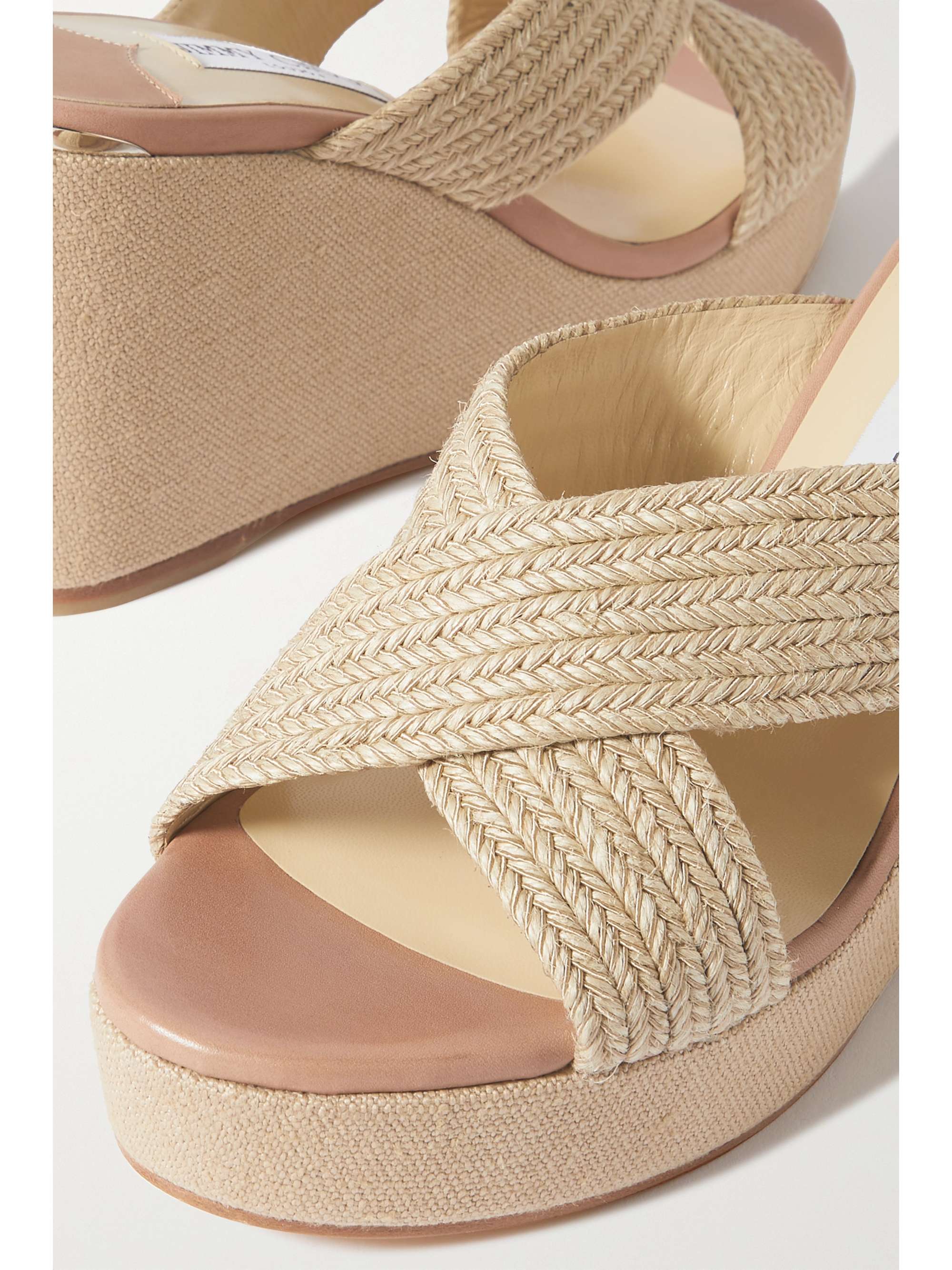 JIMMY CHOO Dovina 100 raffia espadrille wedge mules