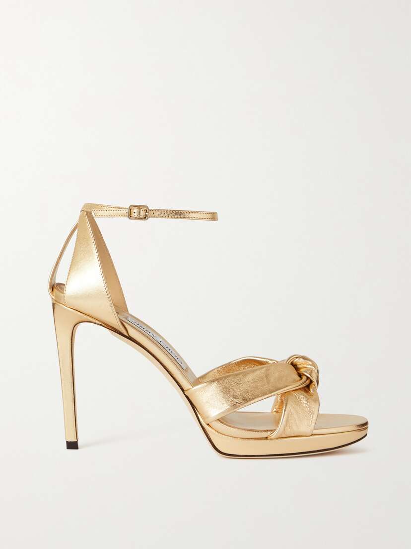 Jimmy Choo Rosie 100 Knotted Metallic Leather Sandals