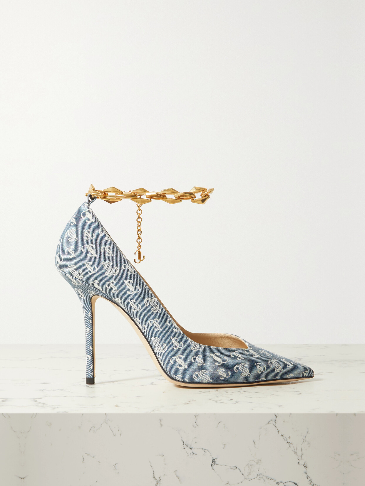 Jimmy Choo - Talura 100 Logo-jacquard Denim Pumps - Blue