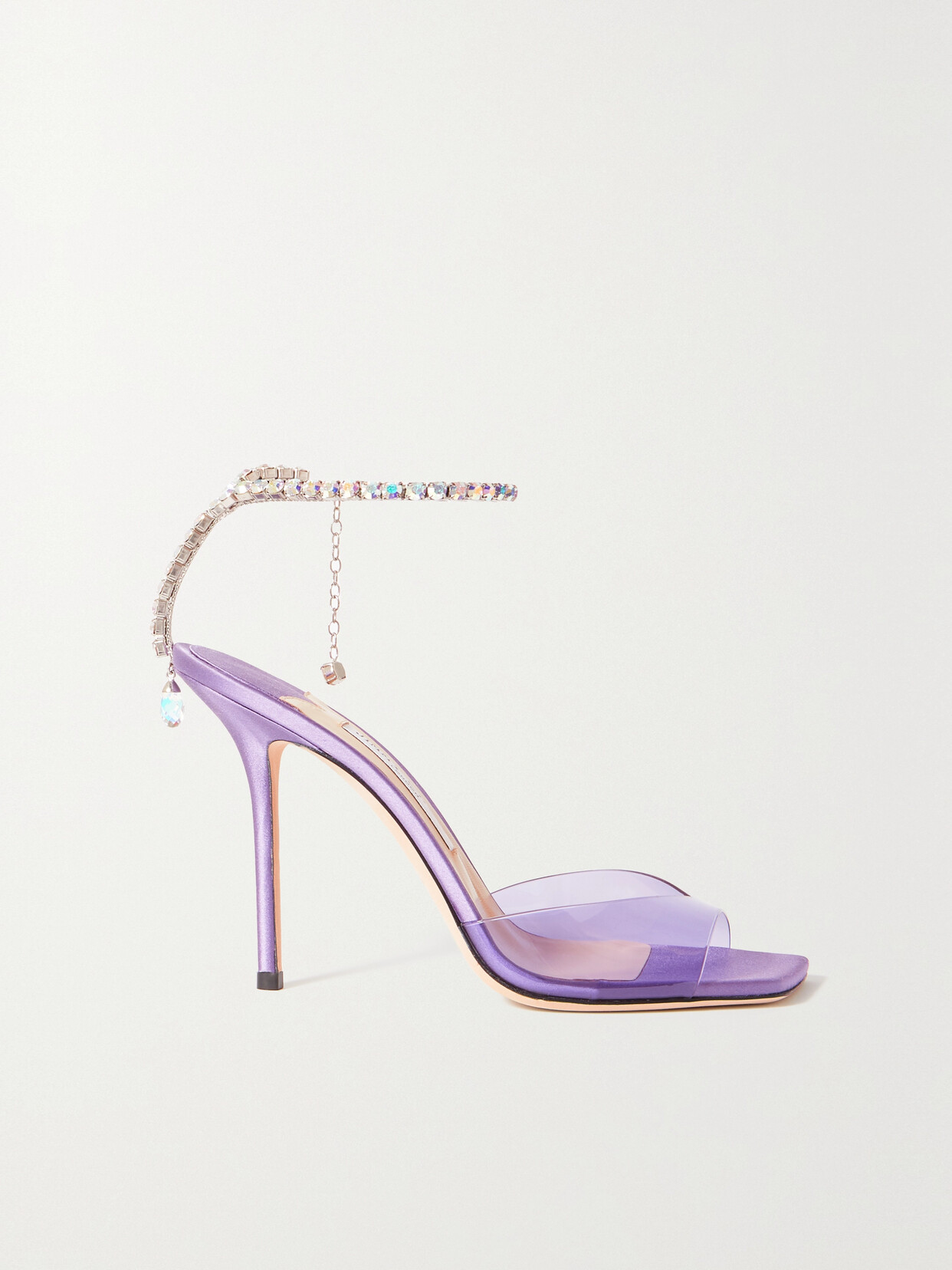 Jimmy Choo - Saeda 100 Crystal-embellished Pvc And Satin Sandals - Purple