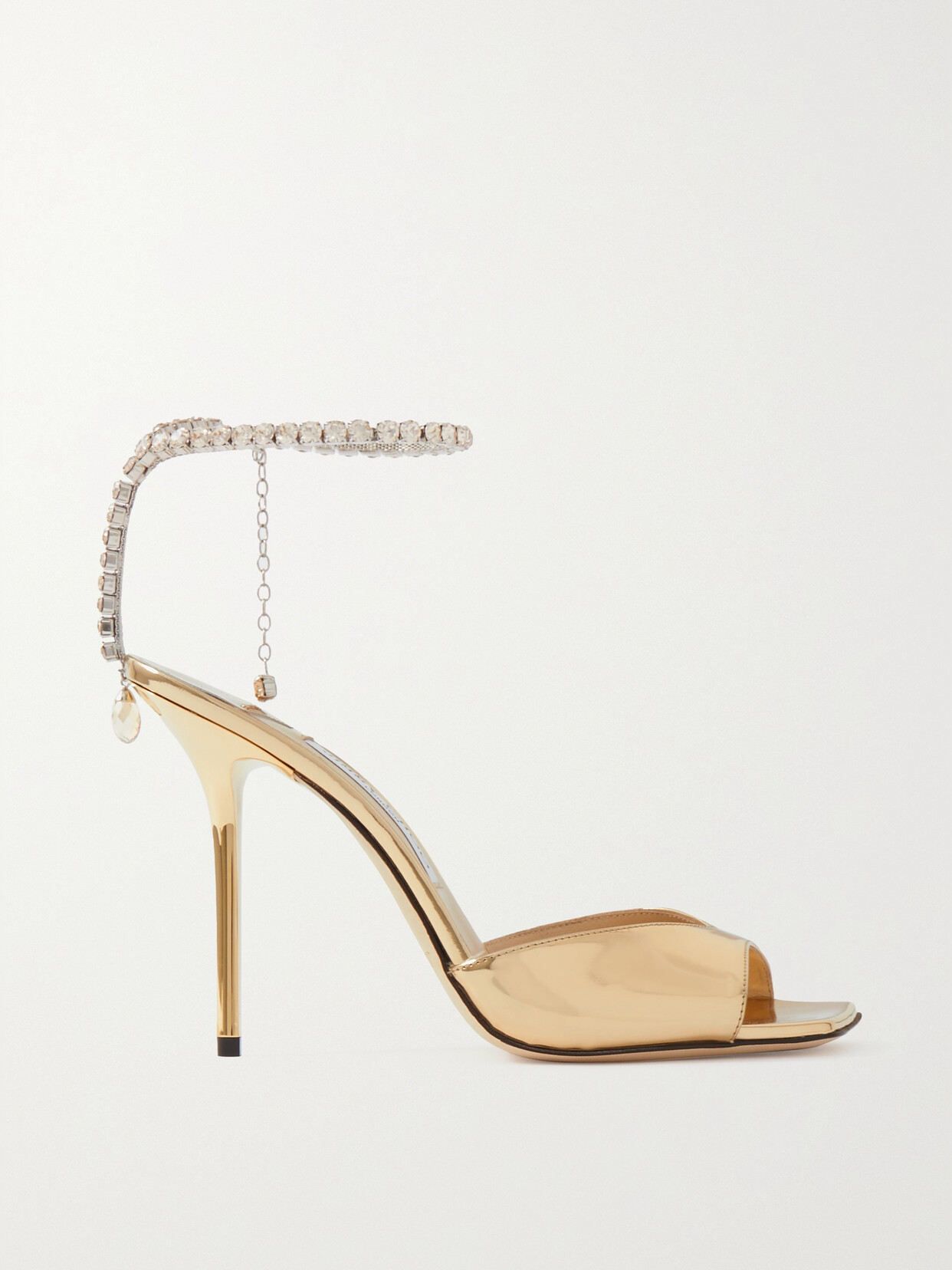 Jimmy Choo Saeda 100 Crystal-embellished Metallic Leather Sandals - Gold
