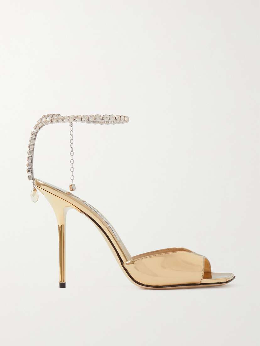 Jimmy Choo Saeda 100 Crystal-embellished Metallic Leather Sandals