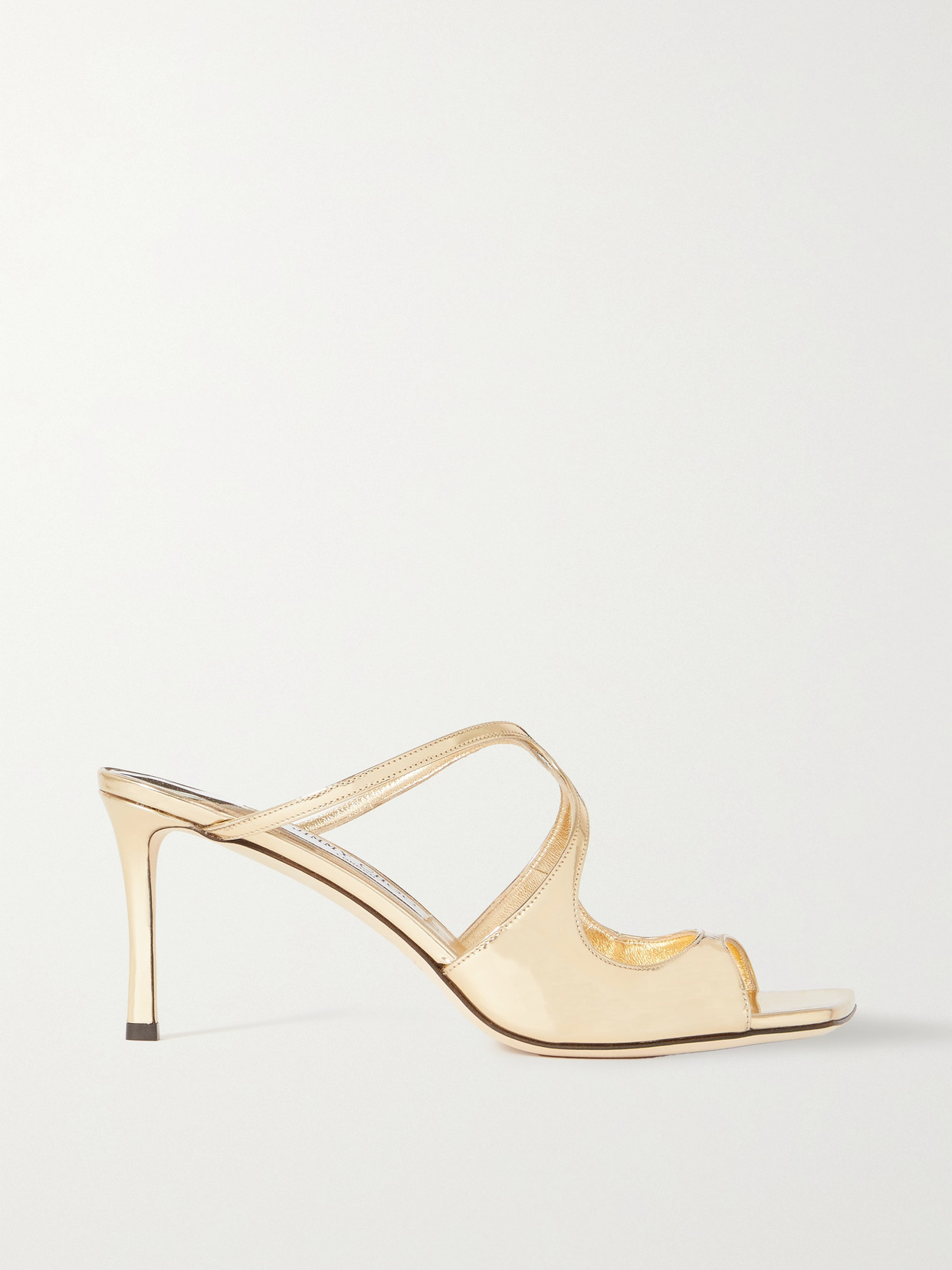 Jimmy Choo Anise 75 Metallic Leather Mules In Gold