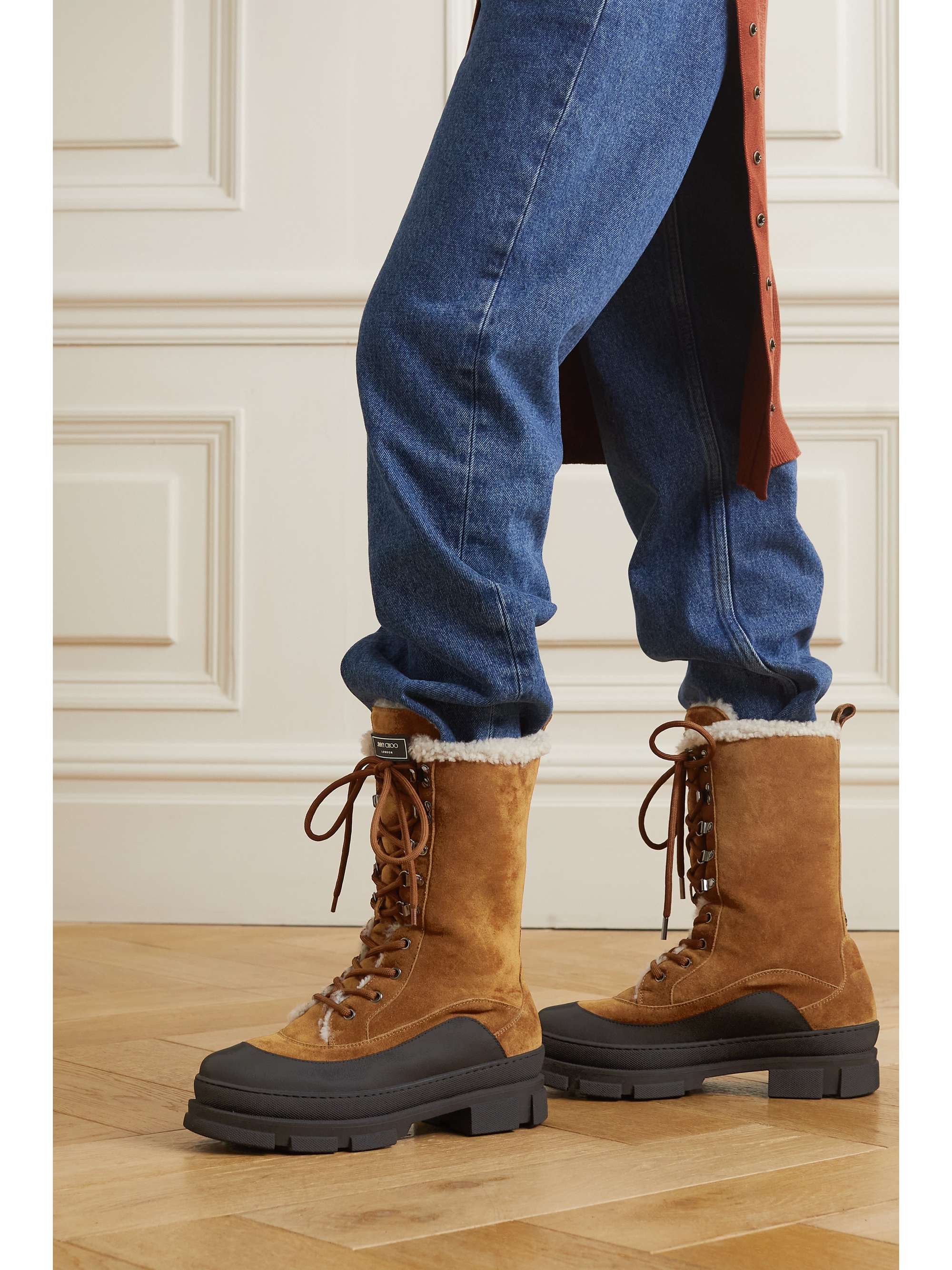 JIMMY CHOO Aldea shearling-lined suede ankle boots