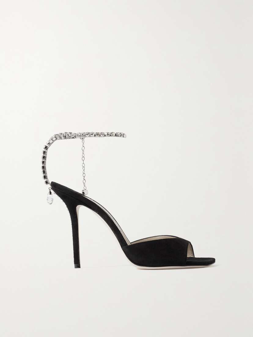 Jimmy Choo Saeda 100 Crystal-embellished Suede Sandals