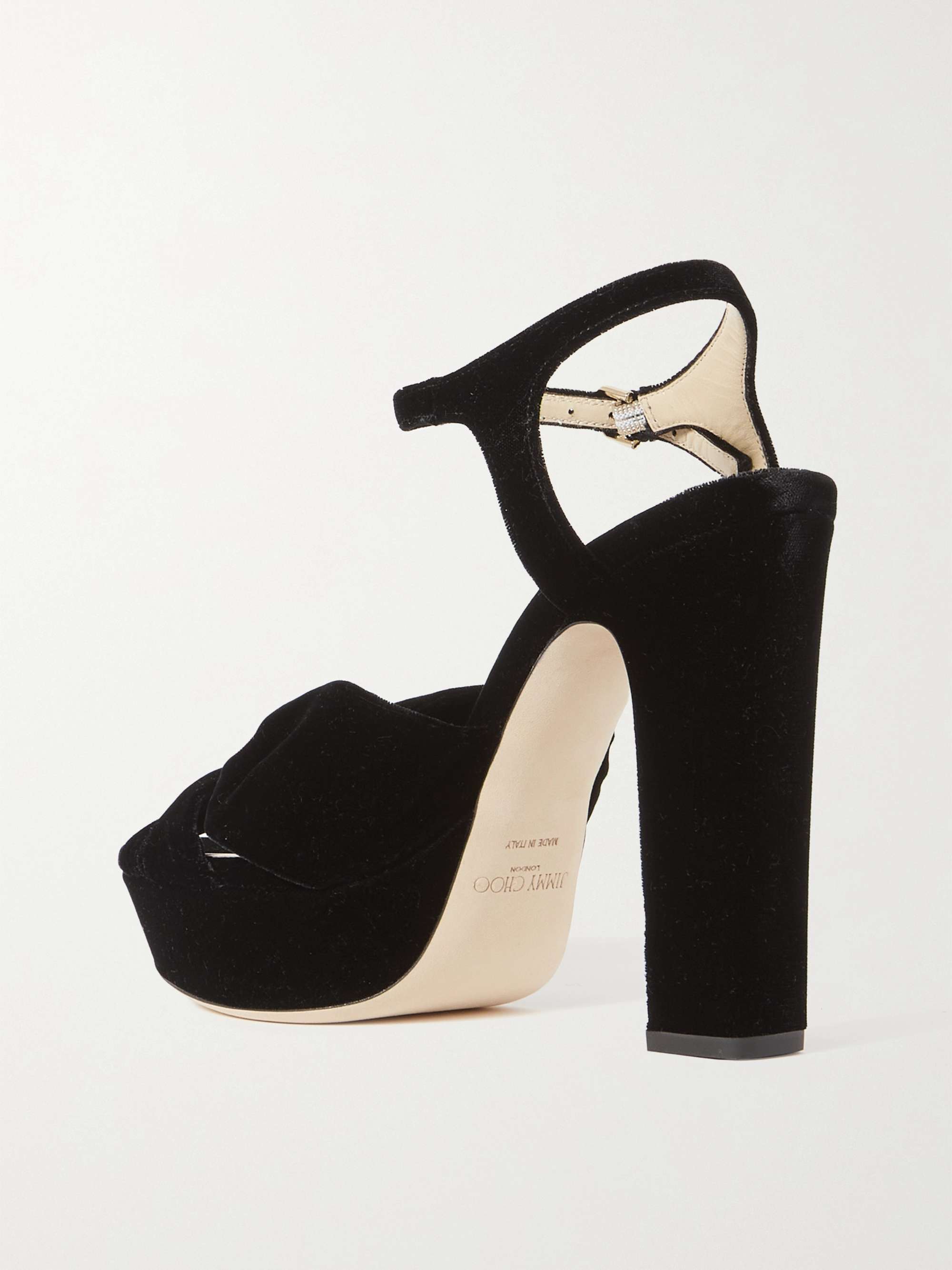 JIMMY CHOO Heloise 120 knotted velvet platform sandals
