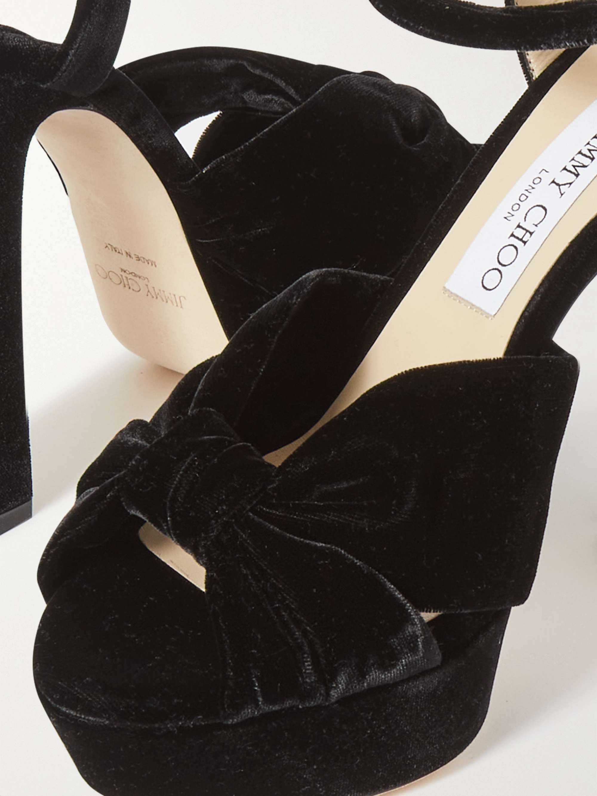 JIMMY CHOO Heloise 120 knotted velvet platform sandals