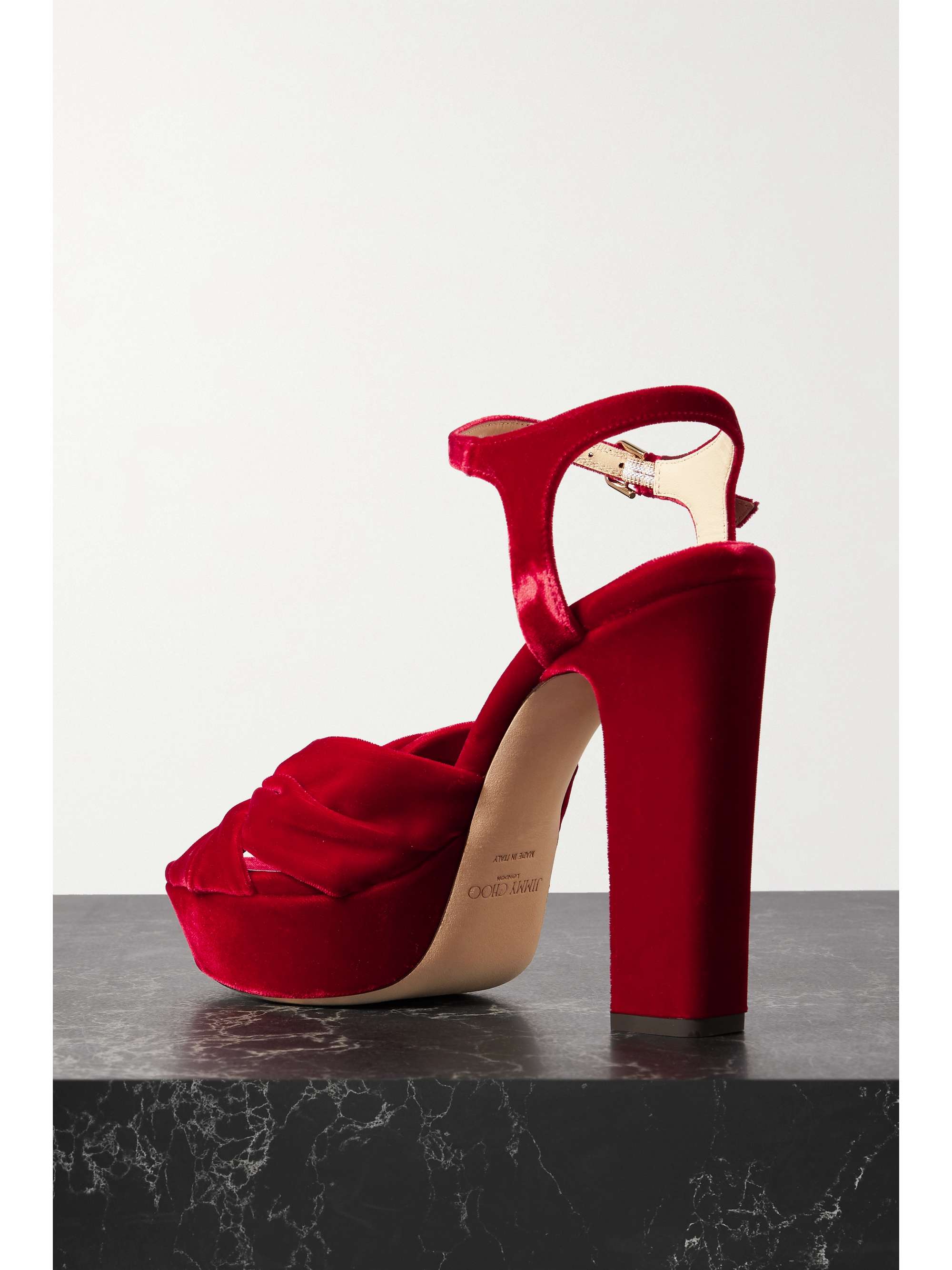 JIMMY CHOO Heloise 120 knotted velvet platform sandals