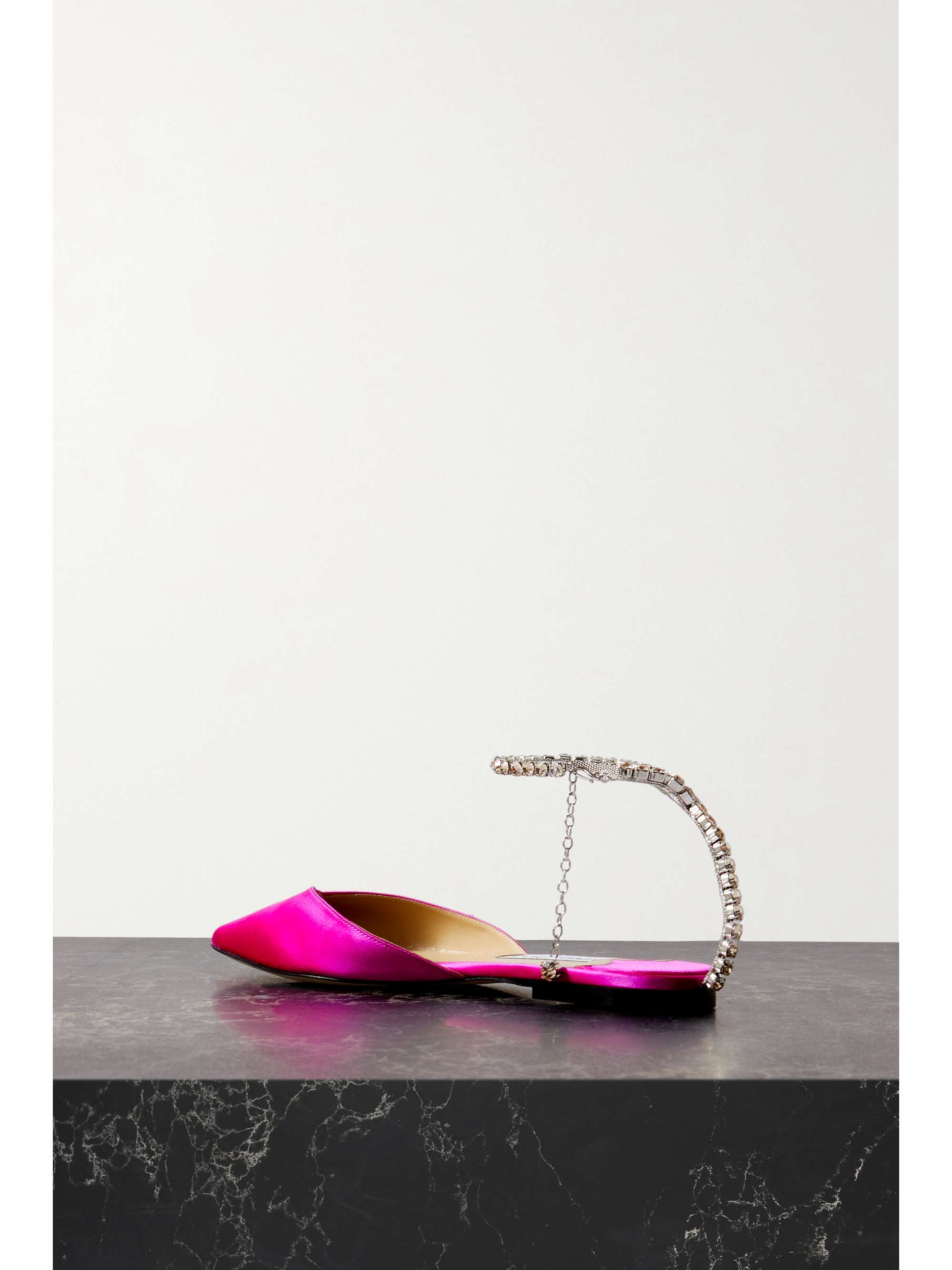 JIMMY CHOO Saeda crystal-embellished velvet point-toe flats