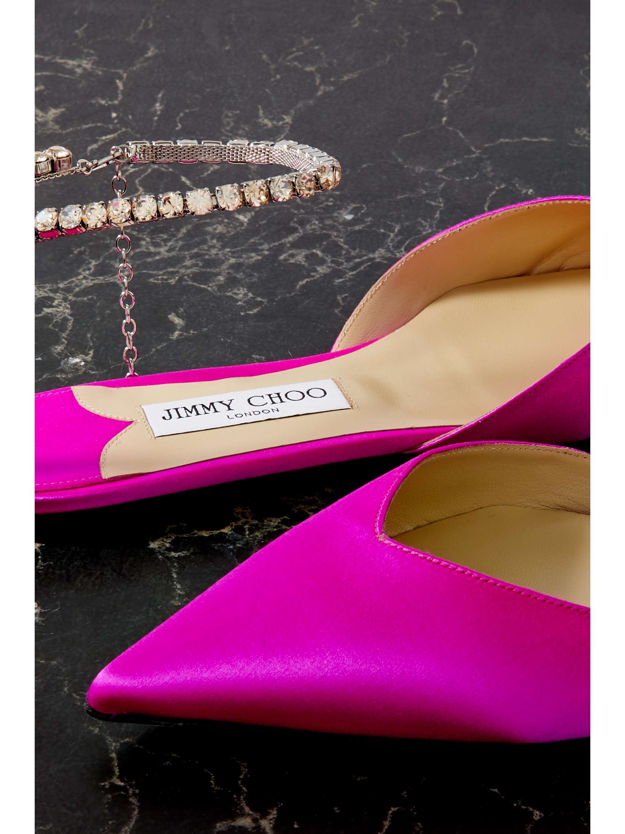 JIMMY CHOO Saeda crystal-embellished velvet point-toe flats